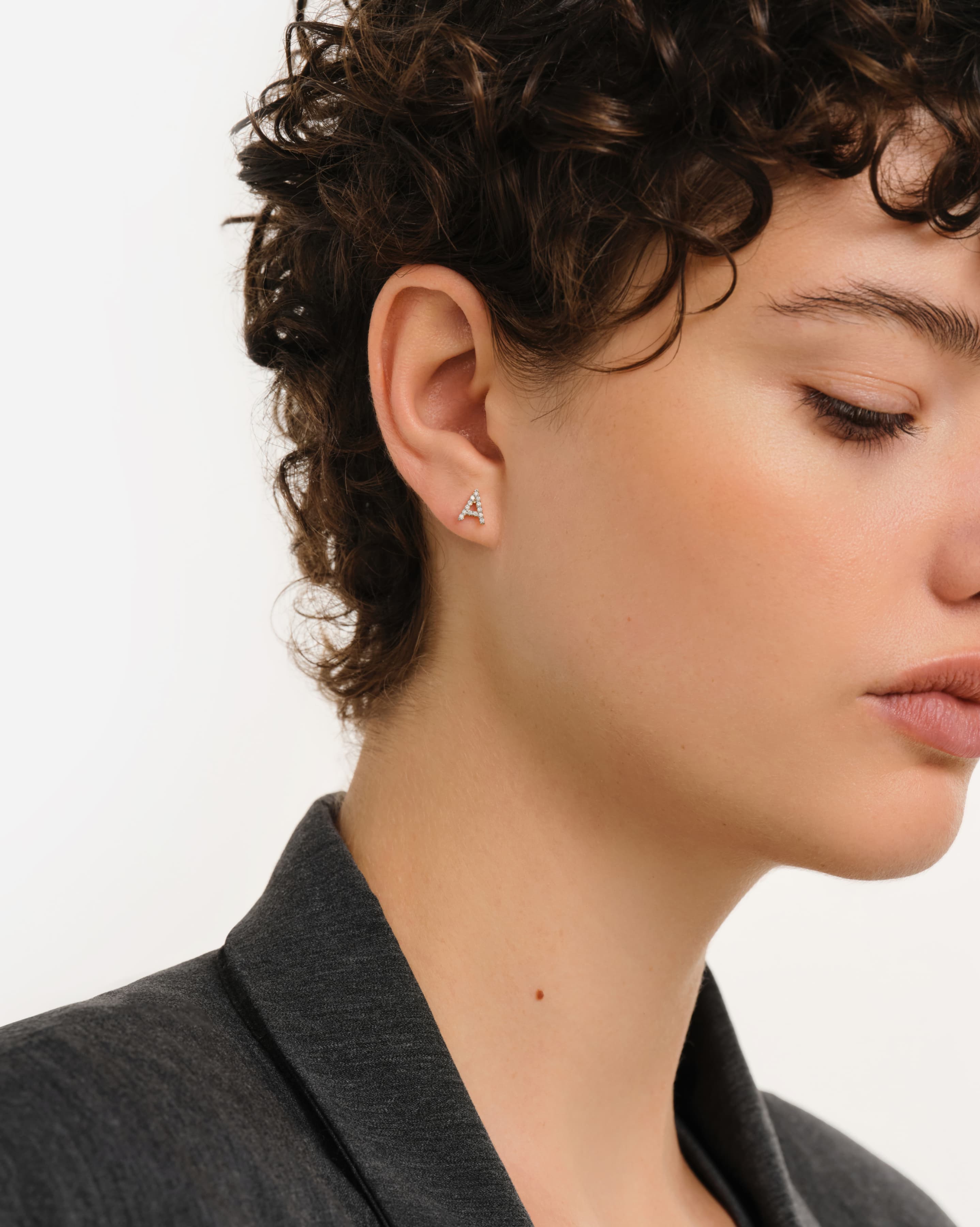 Lab-Grown Diamond Letter Stud