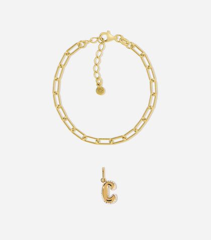 BRUNA The Label Sets C / 18k Gold Vermeil / Topaz Beverly Hills Bubble Letter Topaz Set
