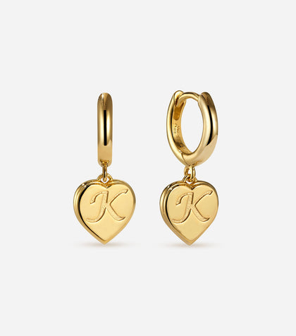 BRUNA The Label Earrings K / 18k Gold Vermeil Bisous Letter Mini Hoops