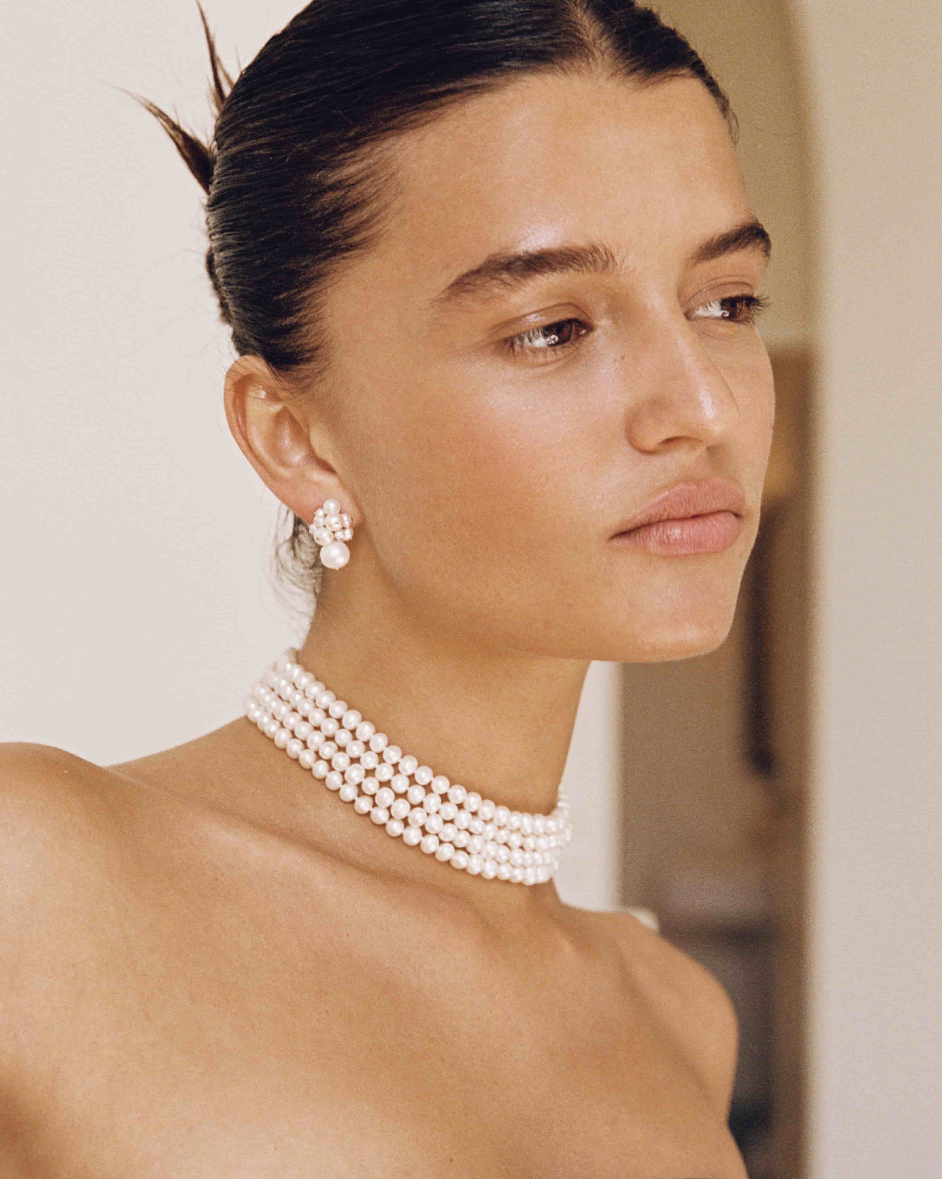 BRUNA The Label Earrings 18k Gold Vermeil / Perlen Bordeaux Earrings