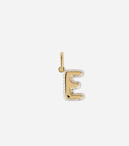 BRUNA The Label Charm E / 18k Gold Vermeil / Topaz Bubble Letter Topaz Charm