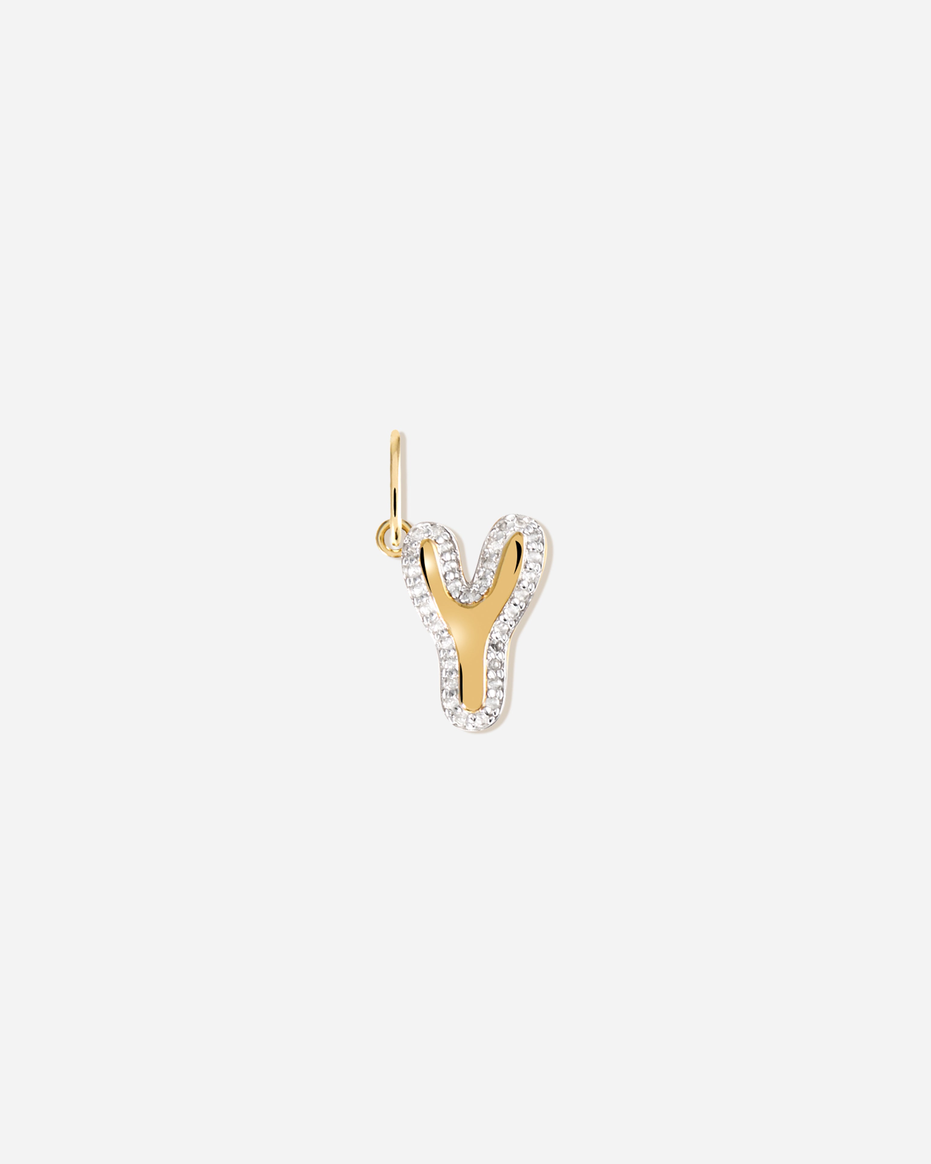 BRUNA The Label Charm Y / 18k Gold Vermeil / Topaz Bubble Letter Topaz Charm