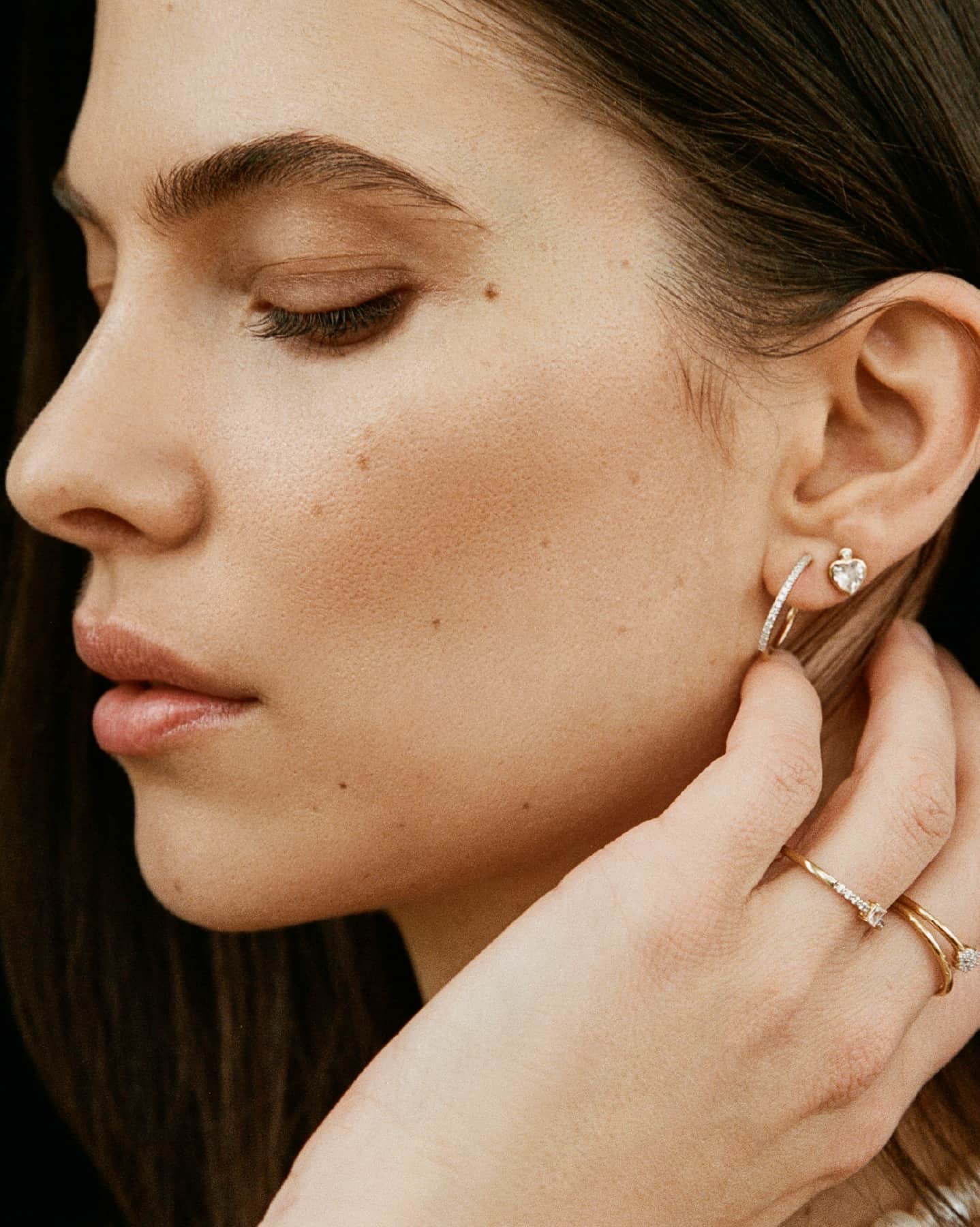 BRUNA The Label Earrings 14k Massivgold / Laborgezüchtete Diamanten Coeur Stud