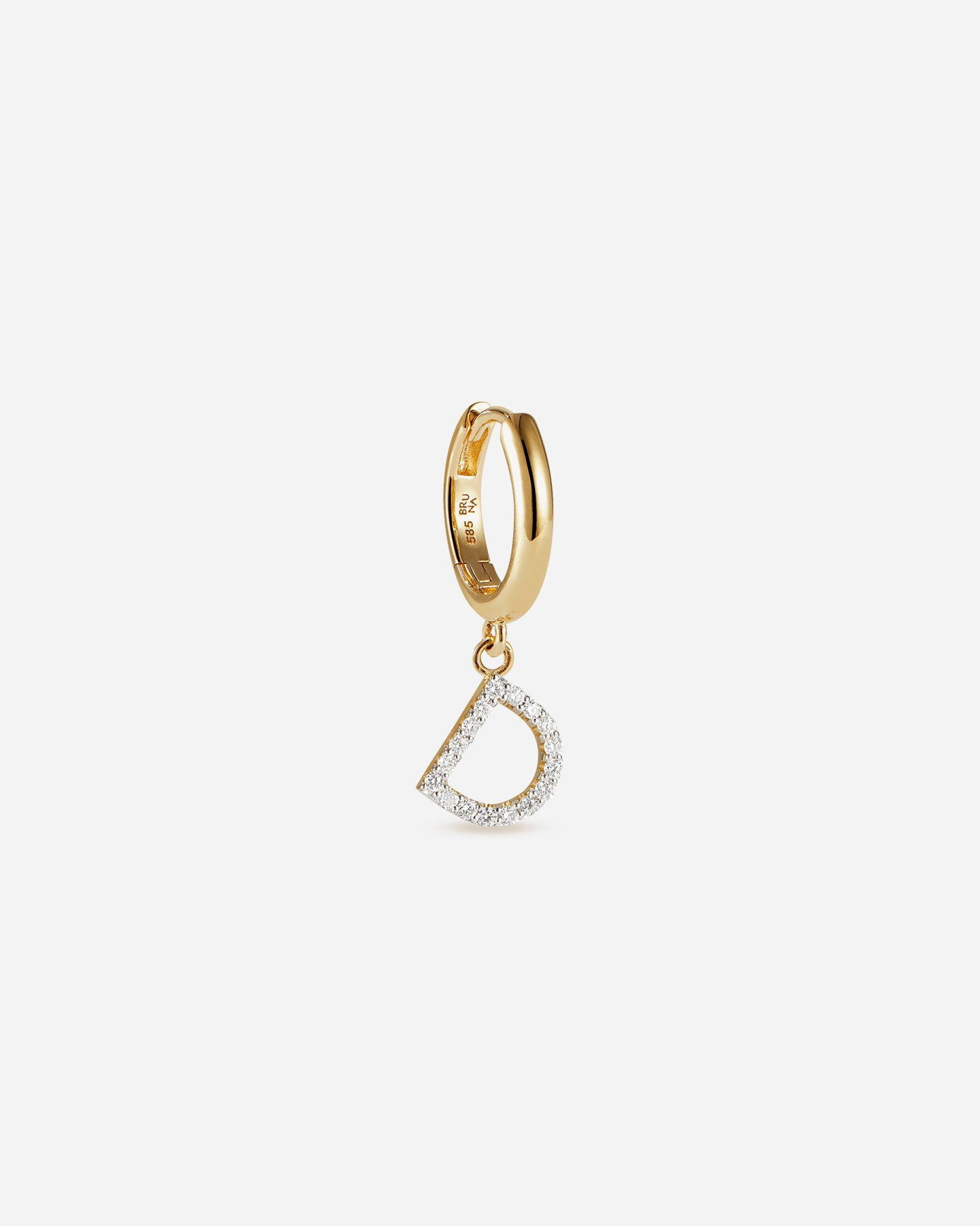 BRUNA The Label Earrings D / 14k Massivgold / Laborgezüchtete Diamanten Lab-Grown Diamond Letter Hoop