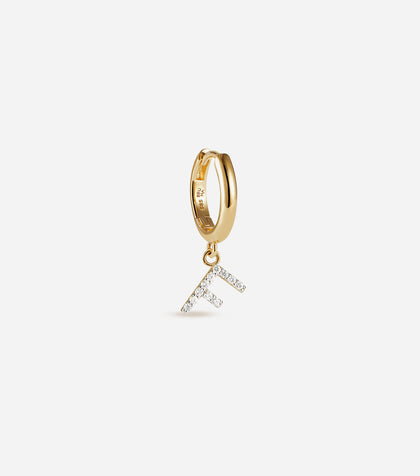 BRUNA The Label Earrings F / 14k Massivgold / Laborgezüchtete Diamanten Lab-Grown Diamond Letter Hoop