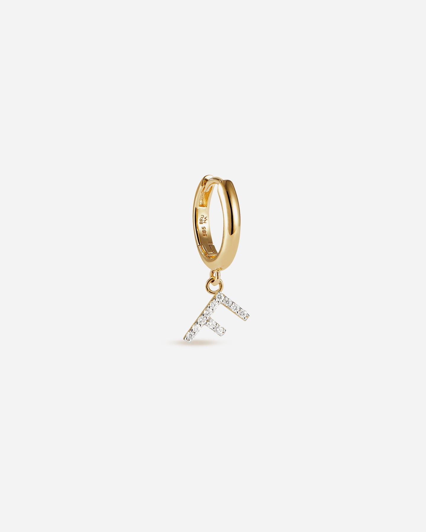 BRUNA The Label Earrings F / 14k Massivgold / Laborgezüchtete Diamanten Lab-Grown Diamond Letter Hoop