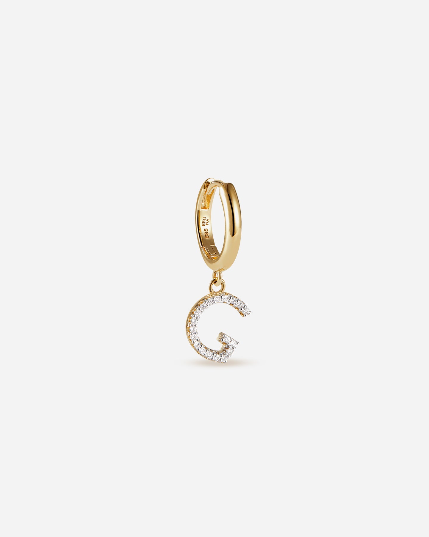 BRUNA The Label Earrings G / 14k Massivgold / Laborgezüchtete Diamanten Lab-Grown Diamond Letter Hoop