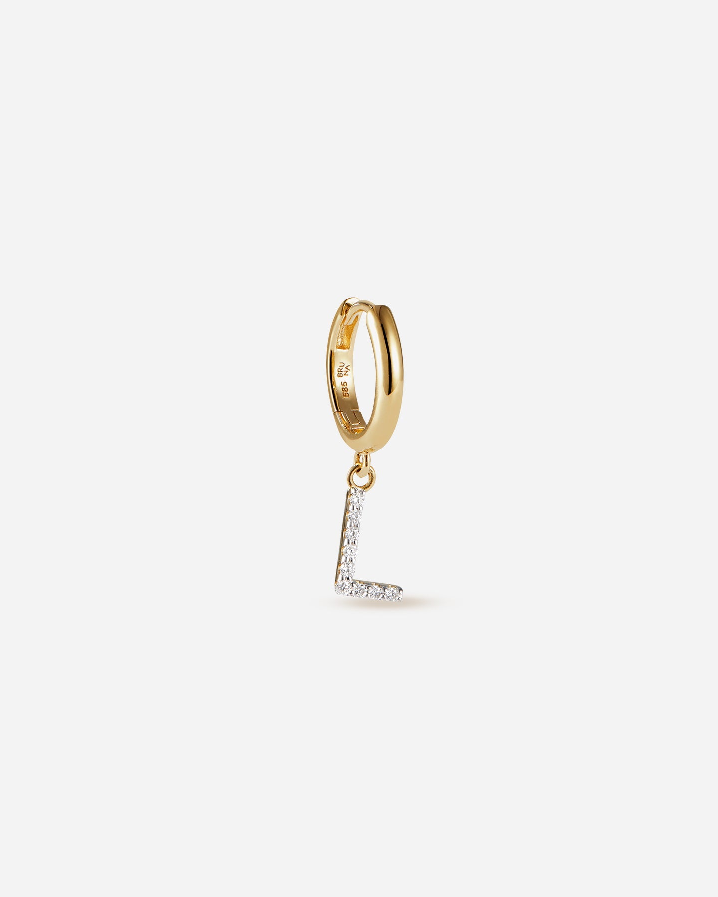 BRUNA The Label Earrings L / 14k Massivgold / Laborgezüchtete Diamanten Lab-Grown Diamond Letter Hoop