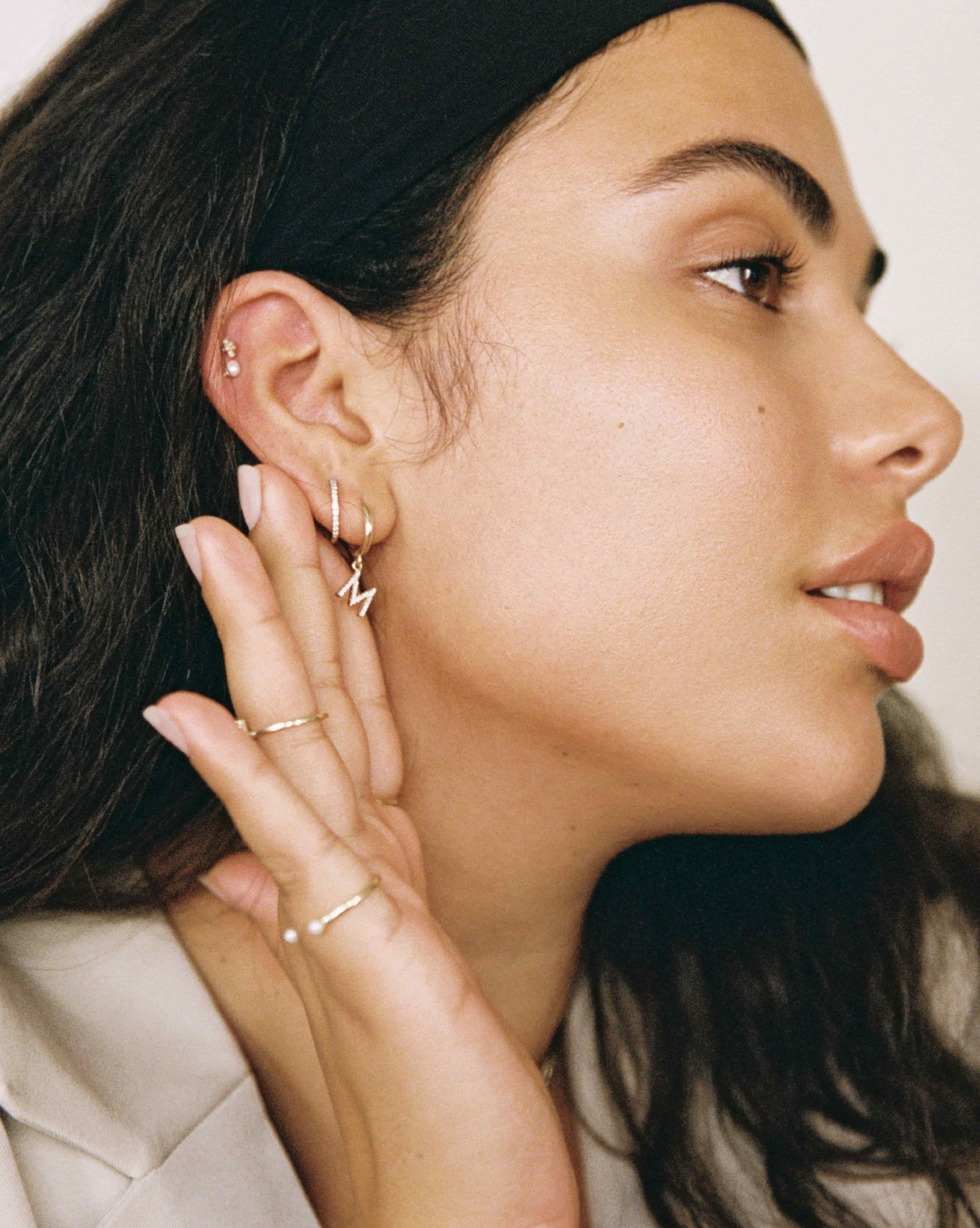 BRUNA The Label Earrings Lab-Grown Diamond Letter Hoop