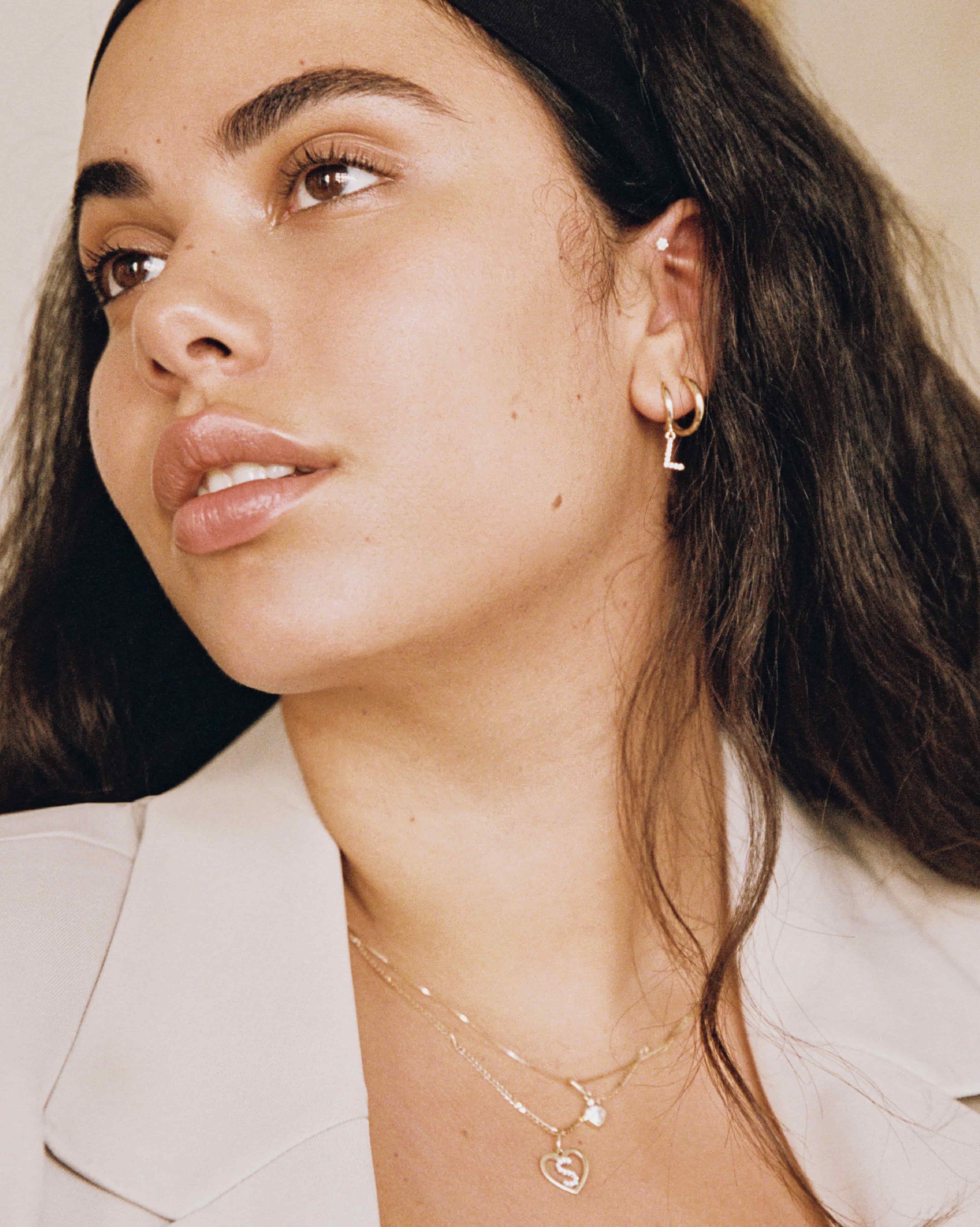 BRUNA The Label Earrings Lab-Grown Diamond Letter Hoop