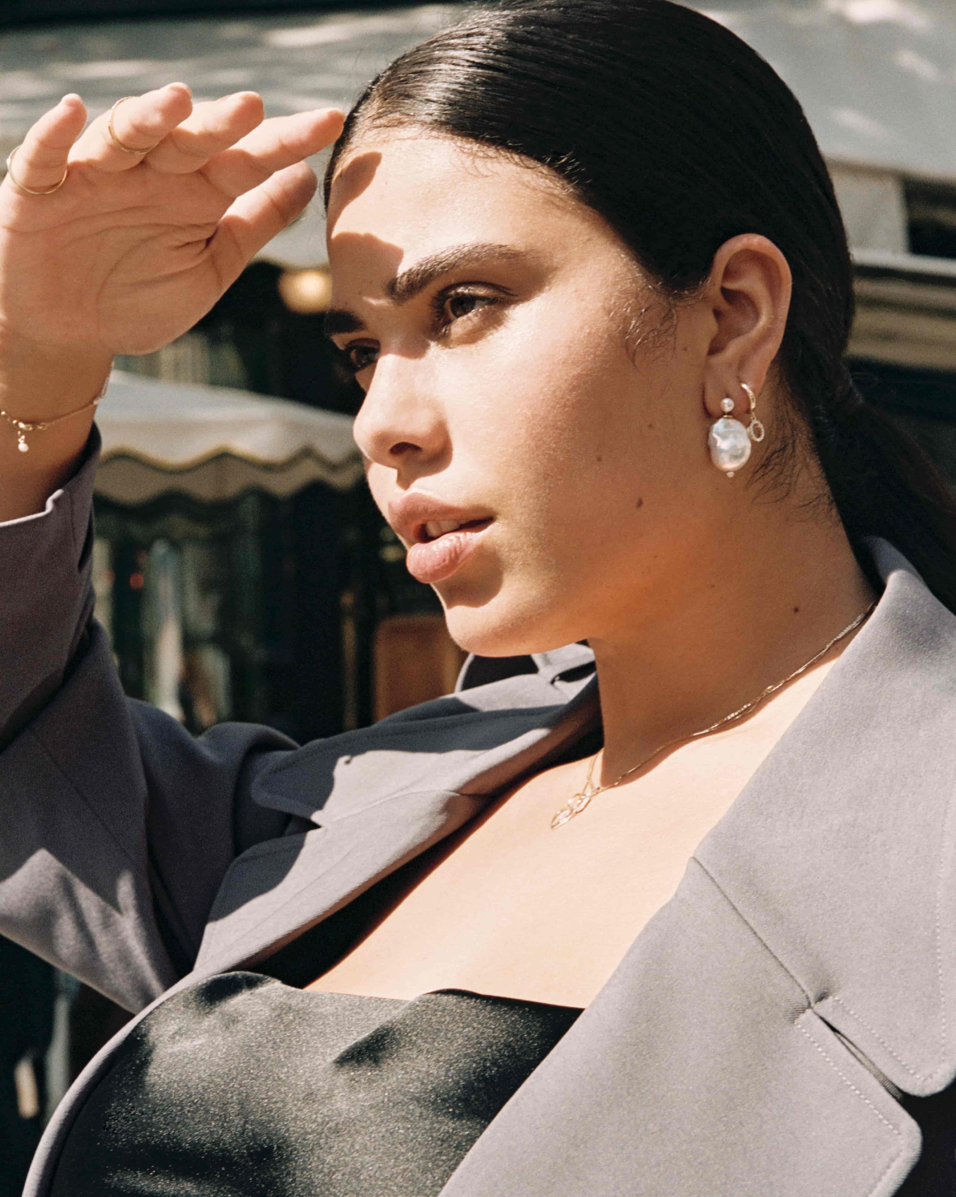 BRUNA The Label Earrings Lab-Grown Diamond Letter Hoop