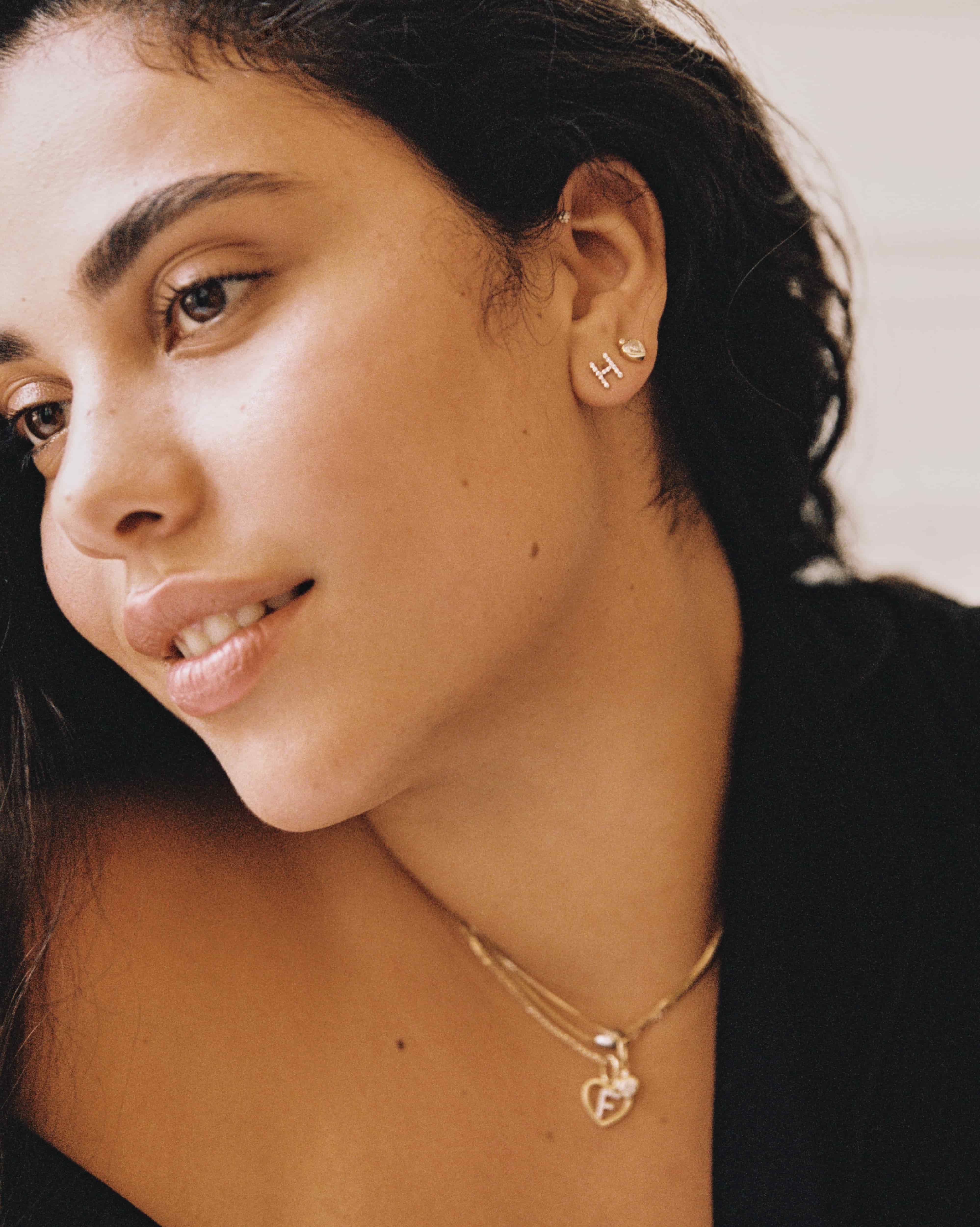 BRUNA The Label Earrings Lab-Grown Diamond Letter Stud