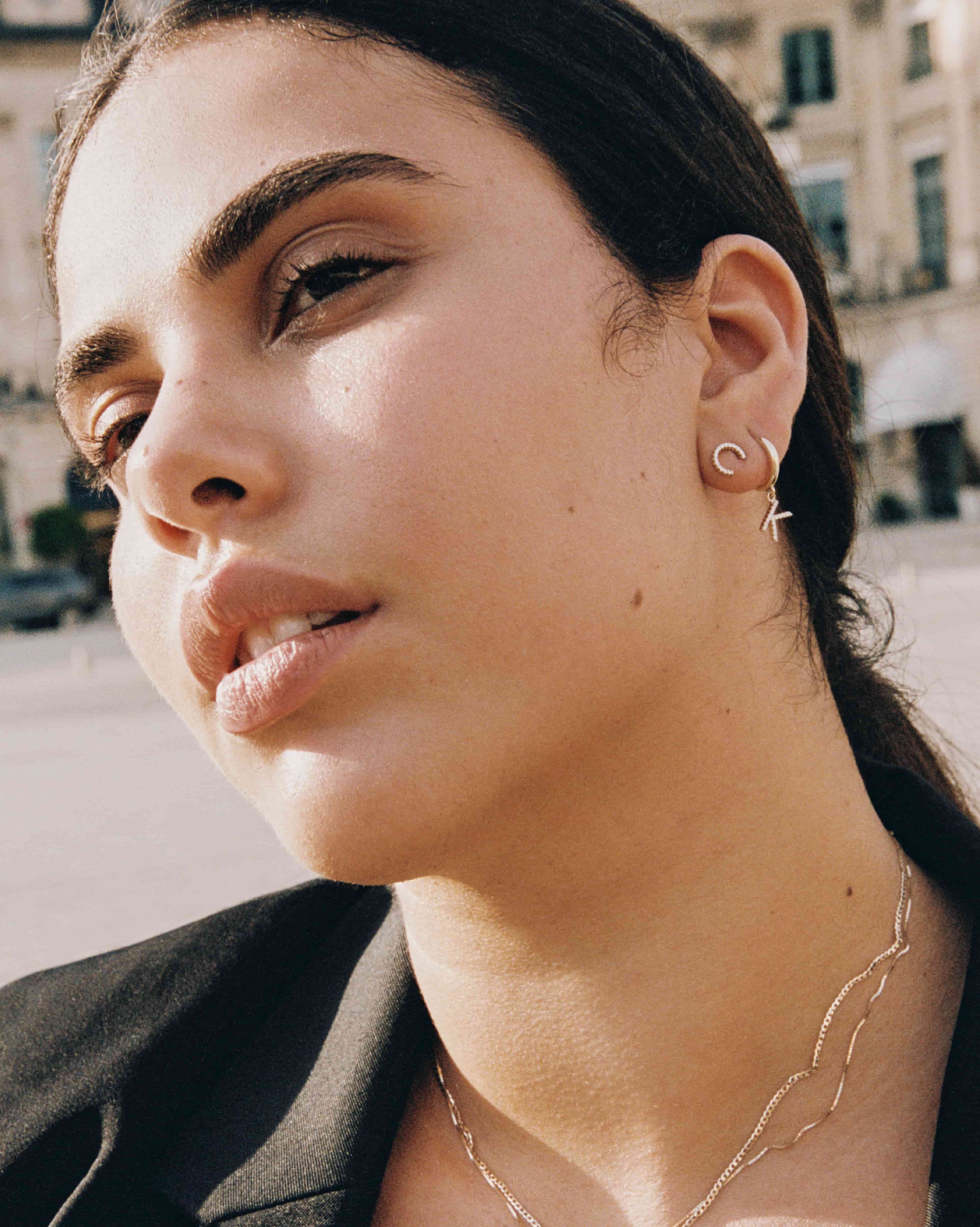 BRUNA The Label Earrings Lab-Grown Diamond Letter Stud