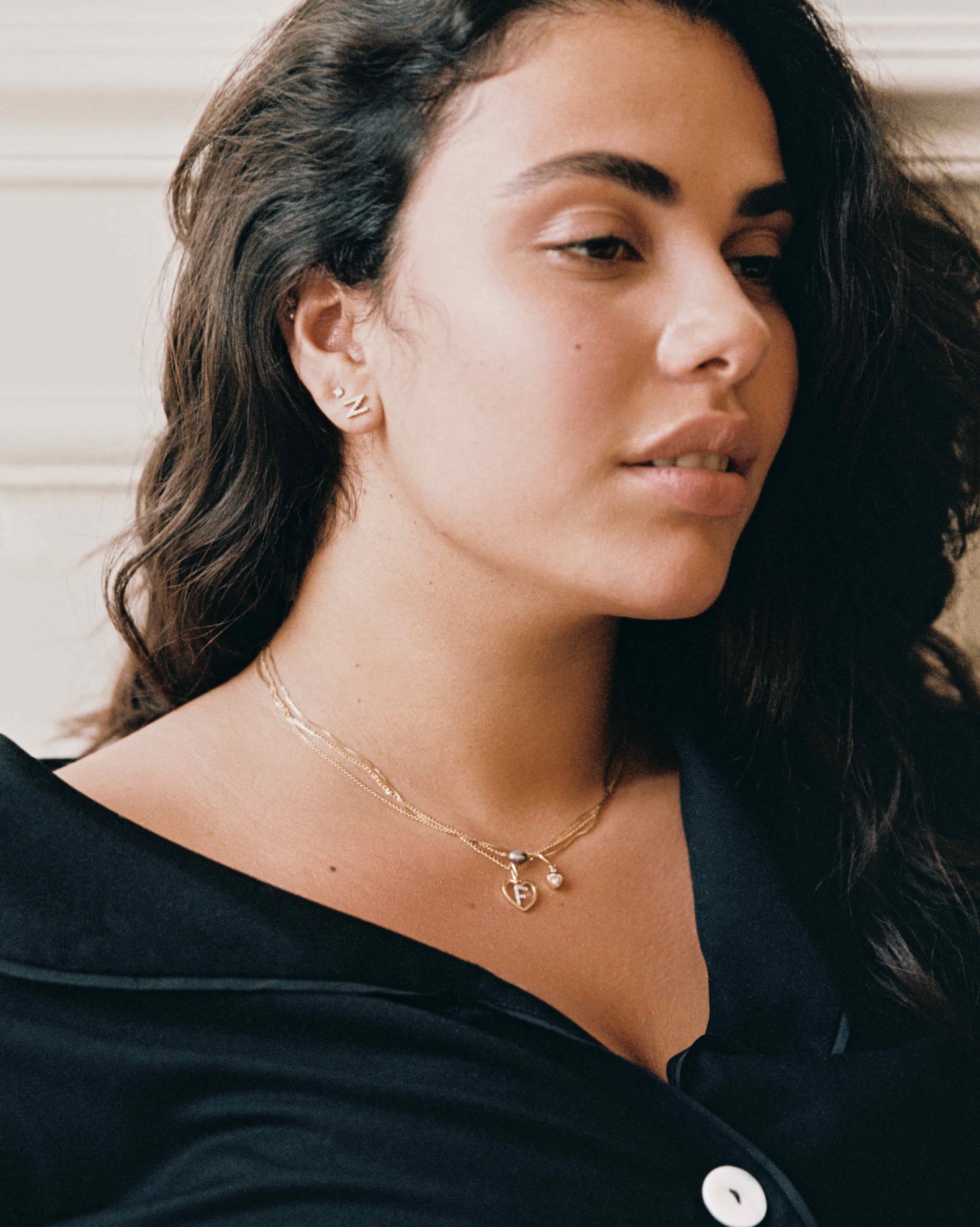 BRUNA The Label Earrings Lab-Grown Diamond Letter Stud