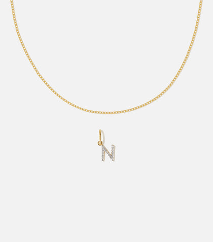 BRUNA The Label Sets N / 14k Massivgold / Laborgezüchtete Diamanten Lab-Grown Diamond Letter and Lyon Necklace Set