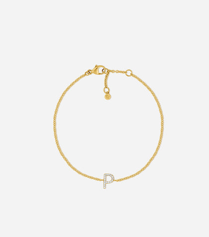 BRUNA The Label Bracelet P / 14k Massivgold / Laborgezüchtete Diamanten Lab-Grown Diamond Letter Bracelet