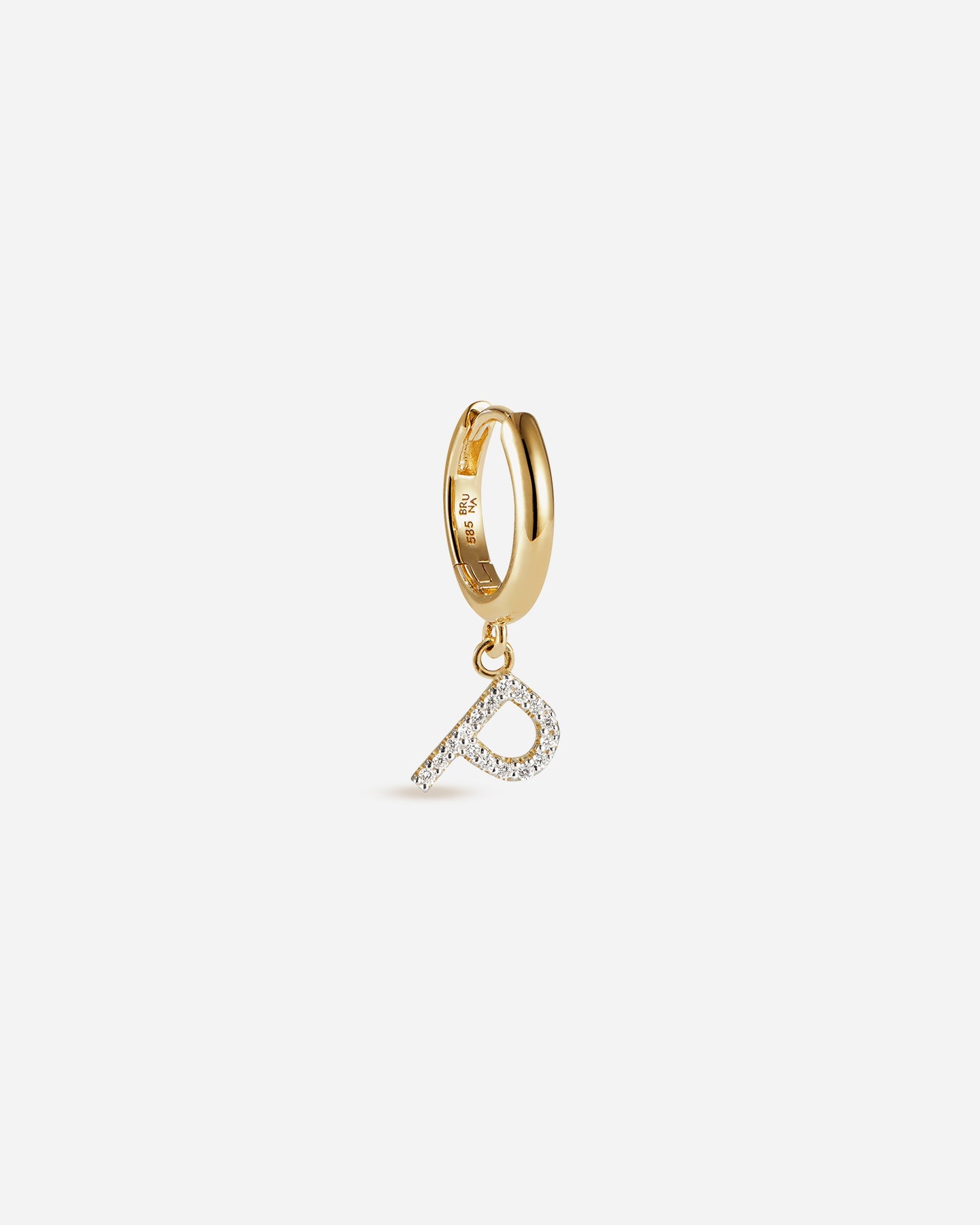 BRUNA The Label Earrings P / 14k Massivgold / Laborgezüchtete Diamanten Lab-Grown Diamond Letter Hoop