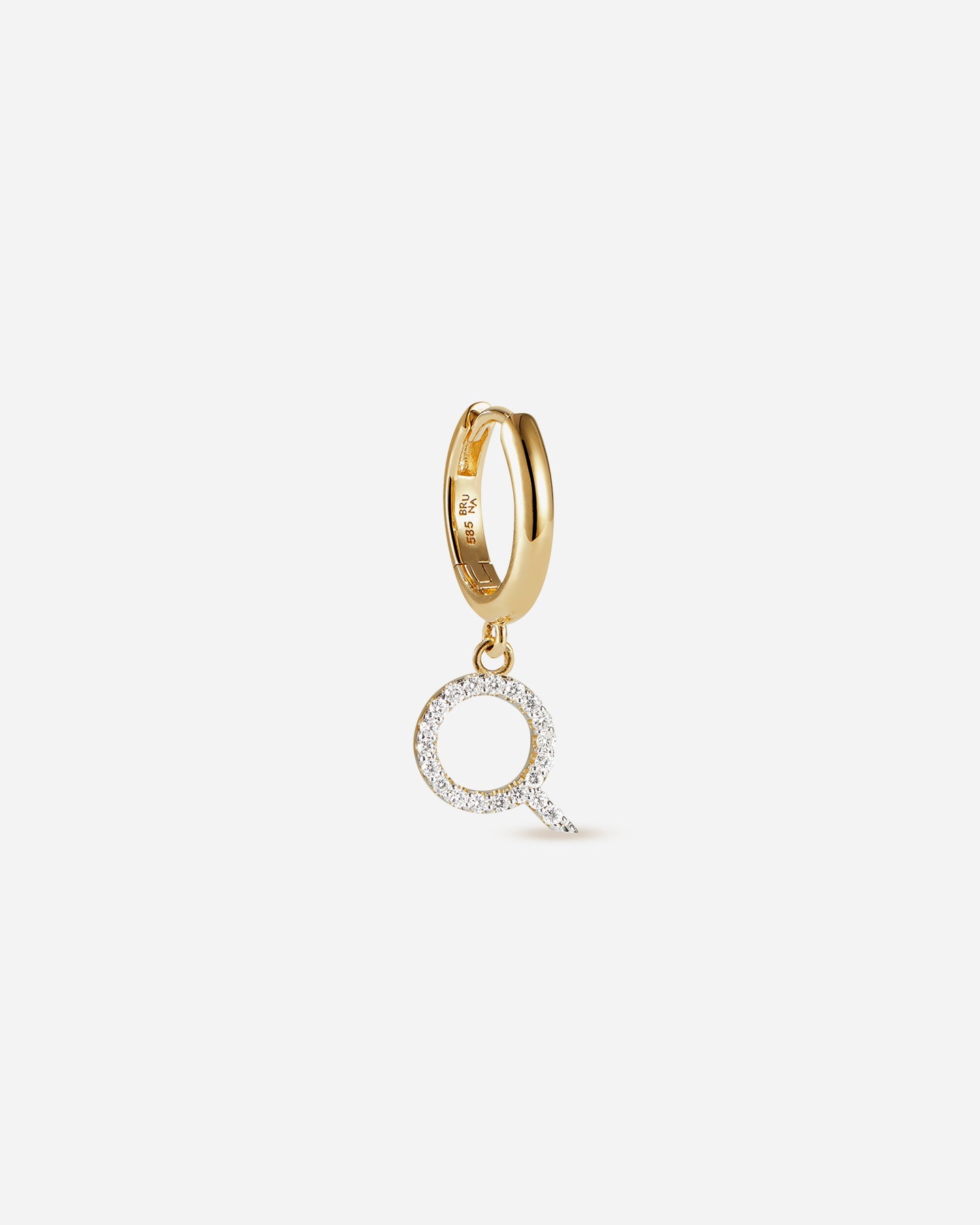 BRUNA The Label Earrings Q / 14k Massivgold / Laborgezüchtete Diamanten Lab-Grown Diamond Letter Hoop