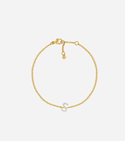 BRUNA The Label Bracelet S / 14k Massivgold / Laborgezüchtete Diamanten Lab-Grown Diamond Letter Bracelet