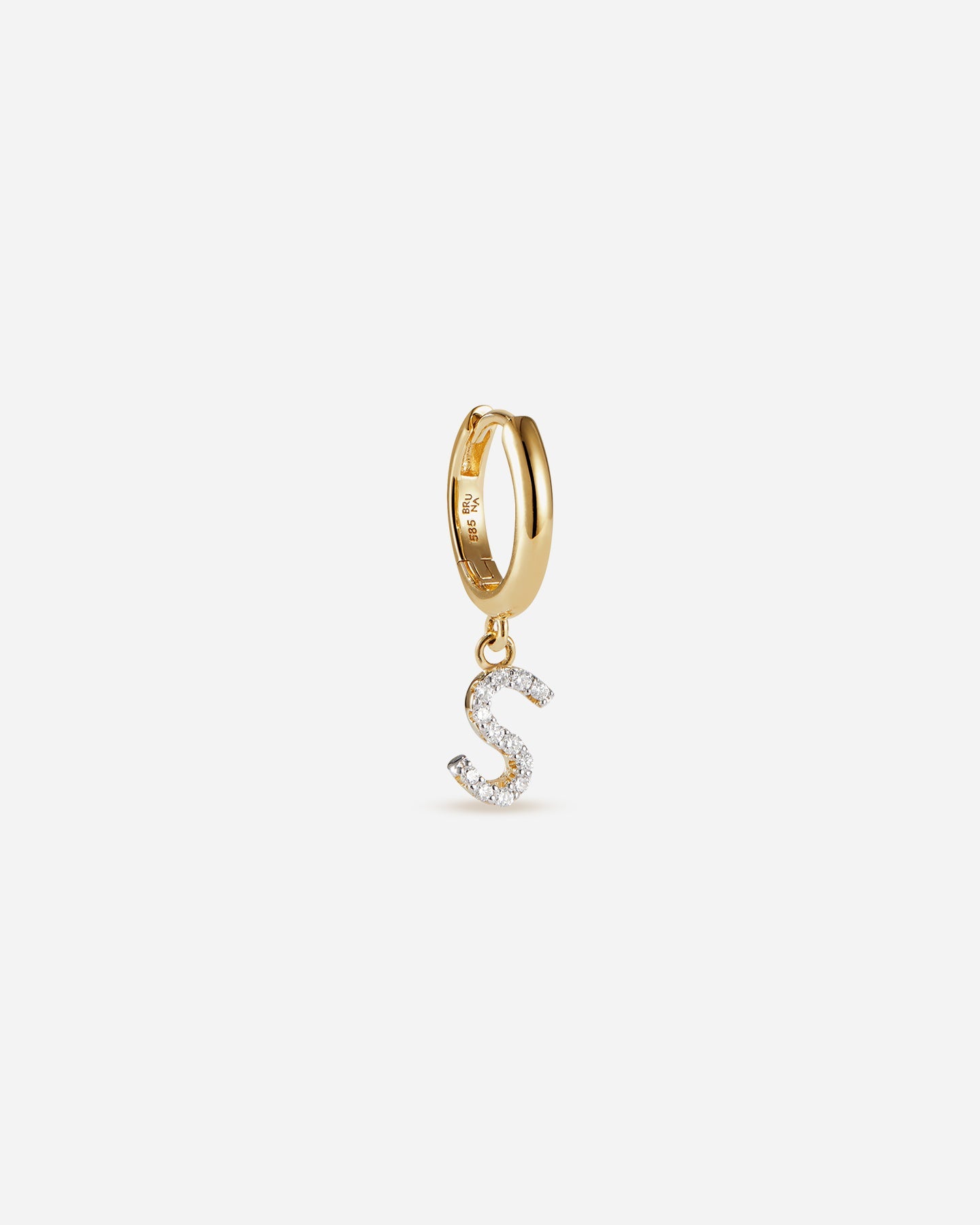 BRUNA The Label Earrings S / 14k Massivgold / Laborgezüchtete Diamanten Lab-Grown Diamond Letter Hoop