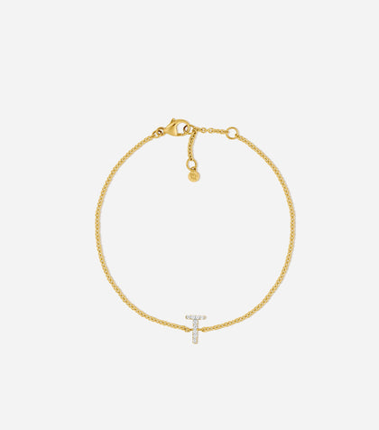 BRUNA The Label Bracelet T / 14k Massivgold / Laborgezüchtete Diamanten Lab-Grown Diamond Letter Bracelet