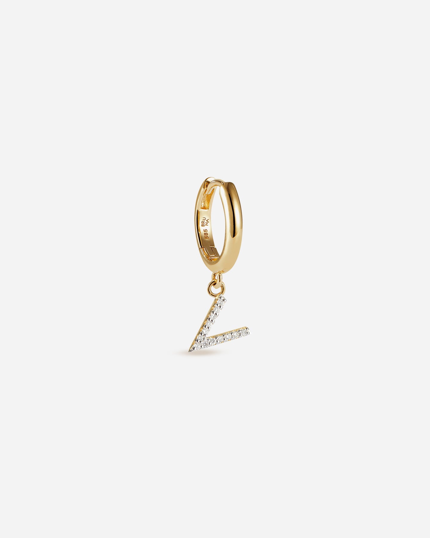 BRUNA The Label Earrings V / 14k Massivgold / Laborgezüchtete Diamanten Lab-Grown Diamond Letter Hoop