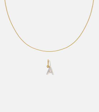 BRUNA The Label Sets A / 14k Massivgold / Laborgezüchtete Diamanten Letter Pendant Set