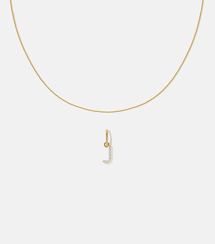 BRUNA The Label Sets J / 14k Massivgold / Laborgezüchtete Diamanten Letter Pendant Set