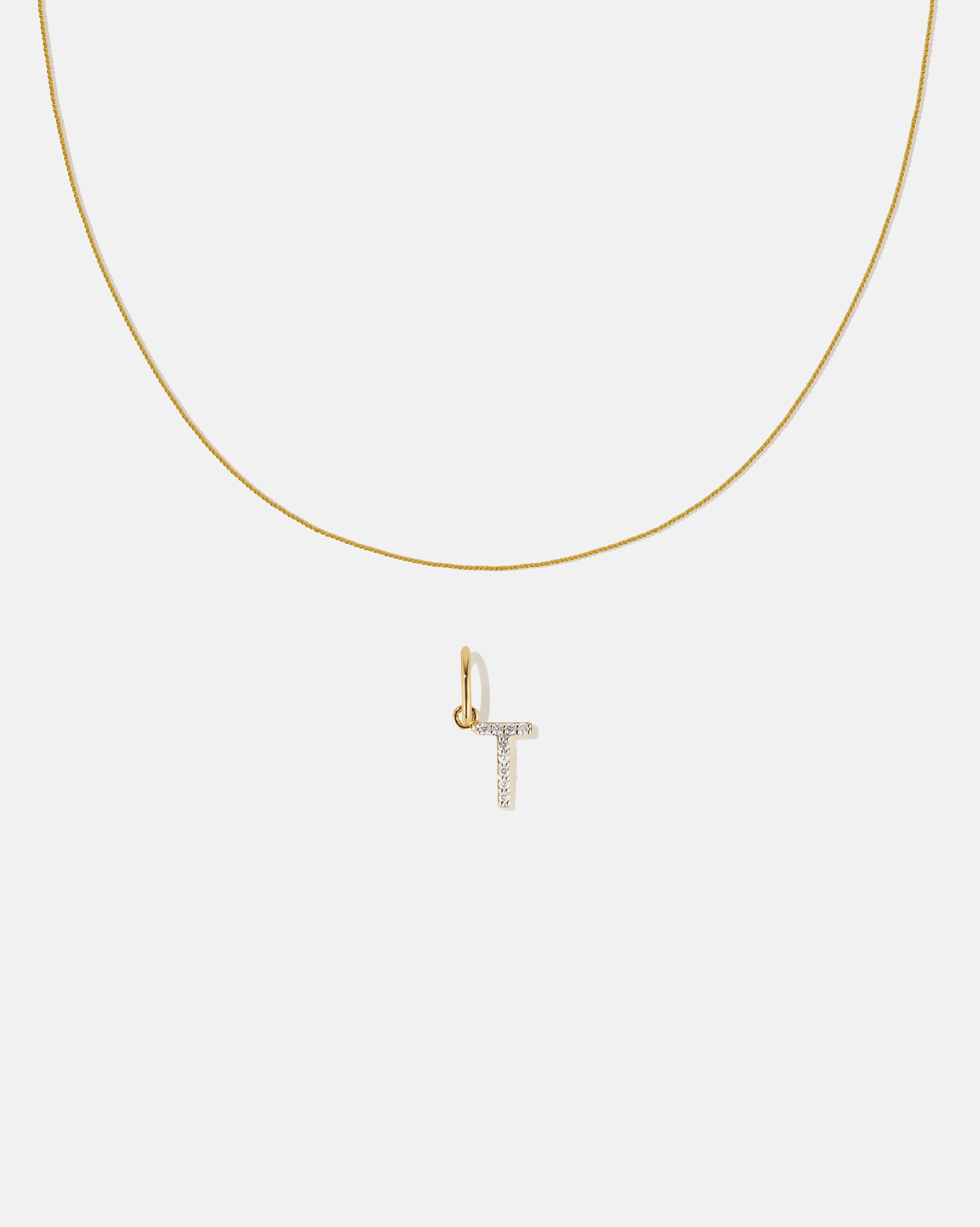 BRUNA The Label Sets T / 14k Massivgold / Laborgezüchtete Diamanten Letter Pendant Set