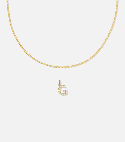 BRUNA The Label Sets G / 18k Gold Vermeil / Perlen Pearl Letter Charm Set