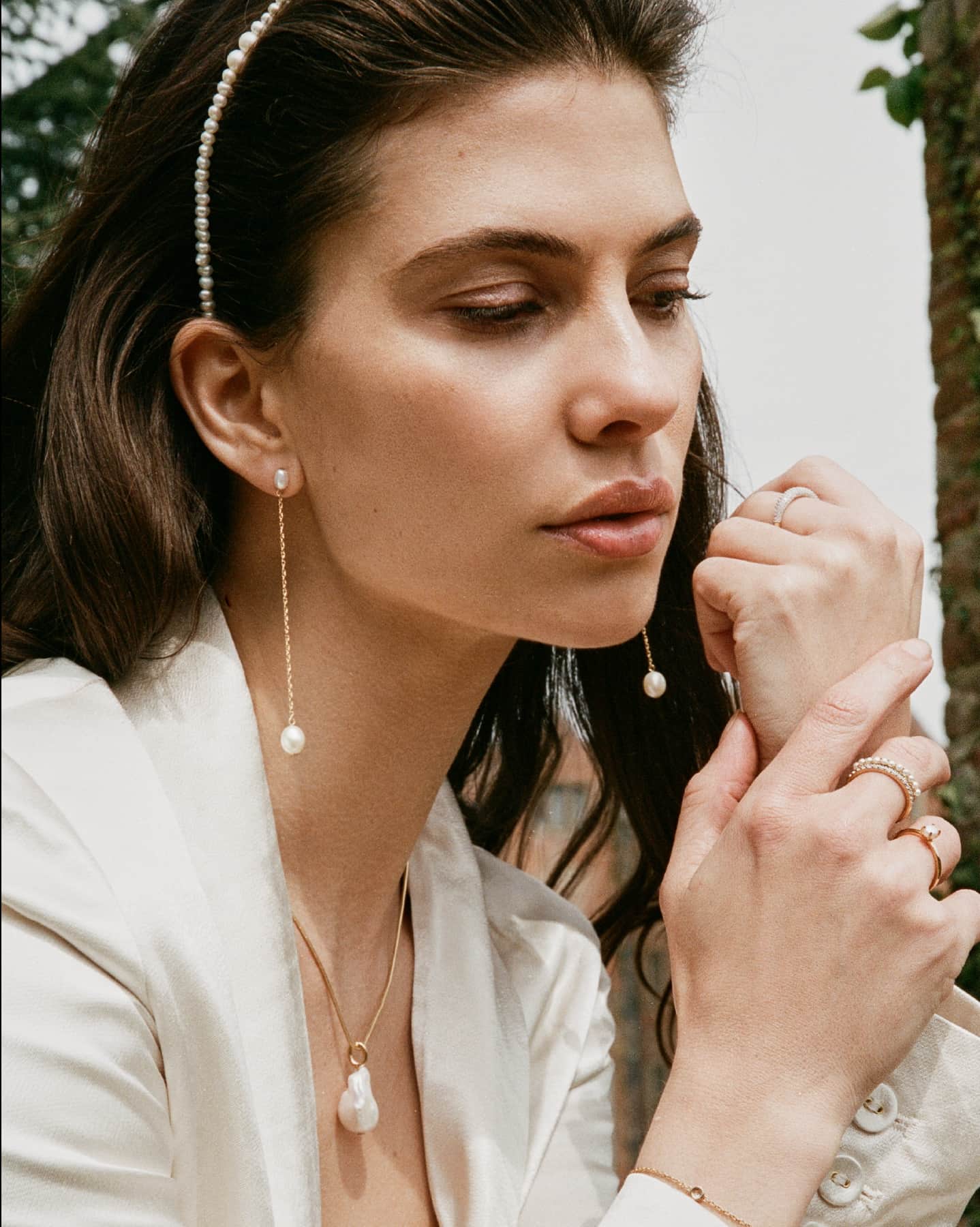 BRUNA The Label Accessoire 18k Gold Vermeil / Perlen Tivoli Headband