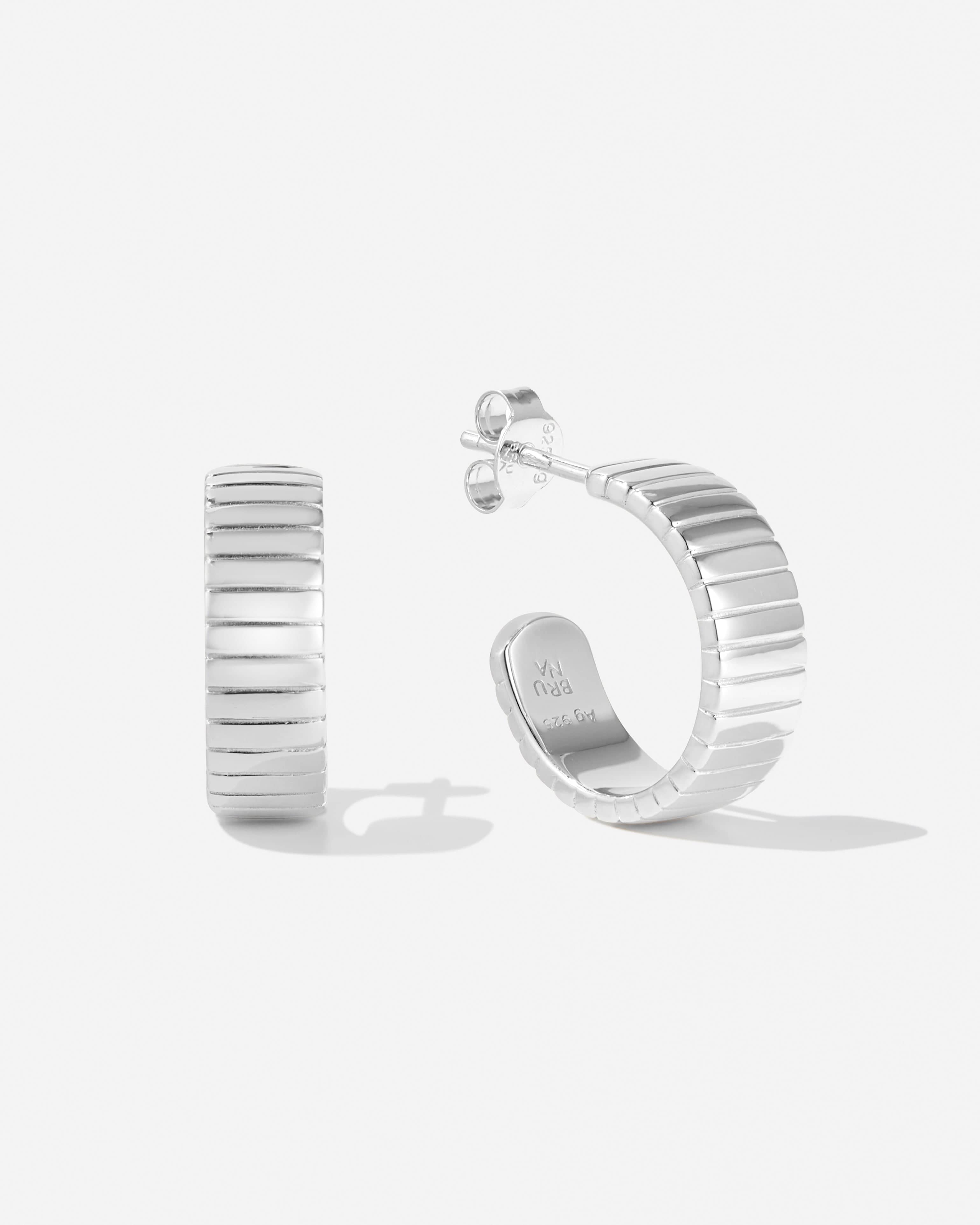 BRUNA The Label Earrings 925 Sterling Silber / No Gems Bergamo Hoops