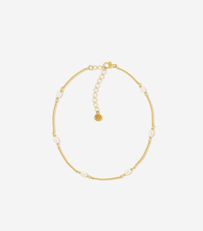 Bruna The Label Anklet 18k Gold Vermeil / Perlen Bordeaux Anklet