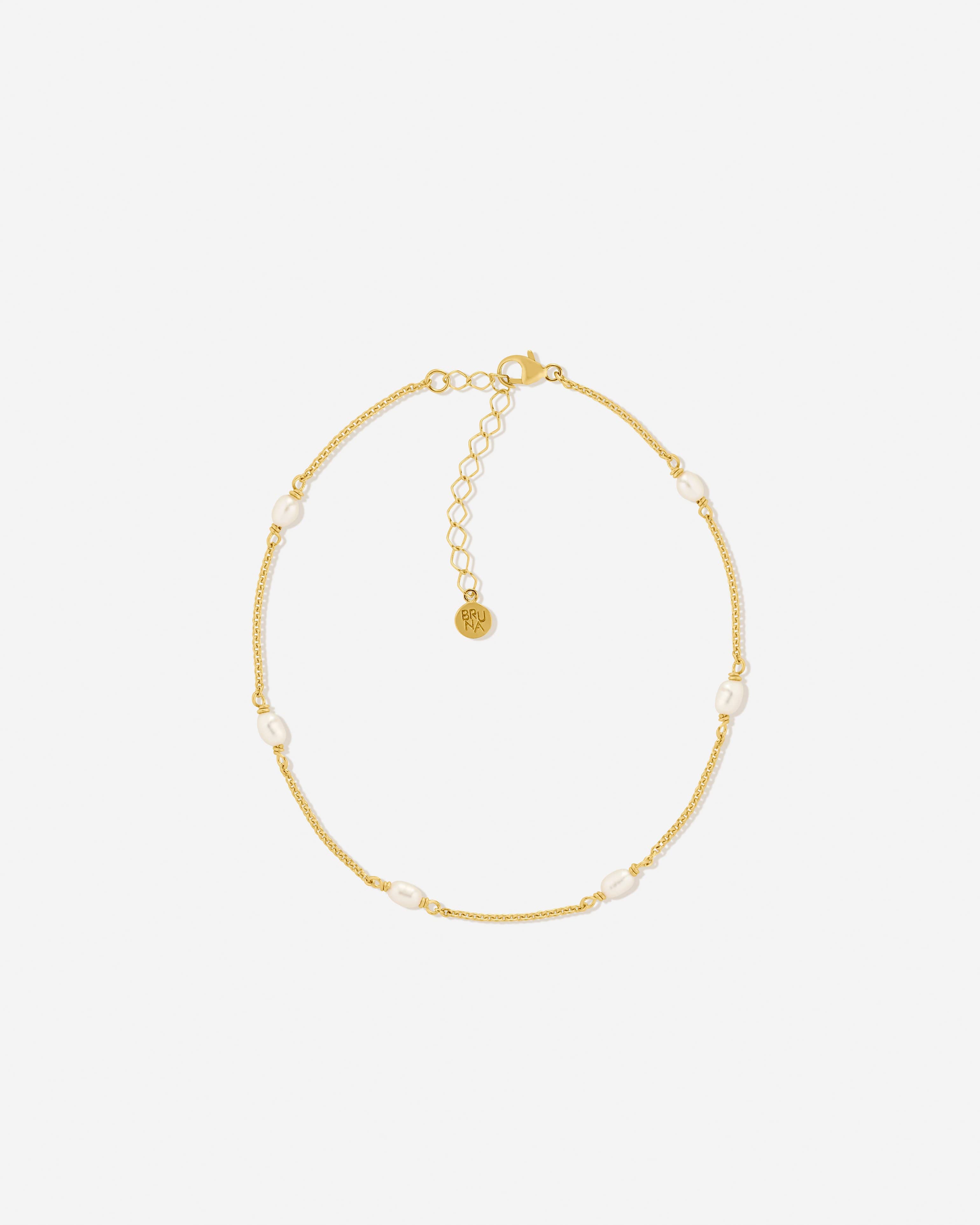 Bruna The Label Anklet 18k Gold Vermeil / Perlen Bordeaux Anklet