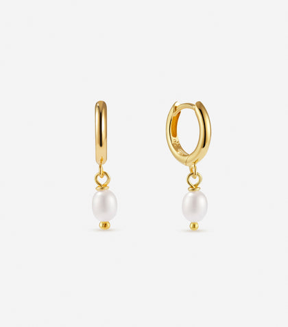 BRUNA The Label Earrings 18k Gold Vermeil / Perlen Chamonix Mini Hoops