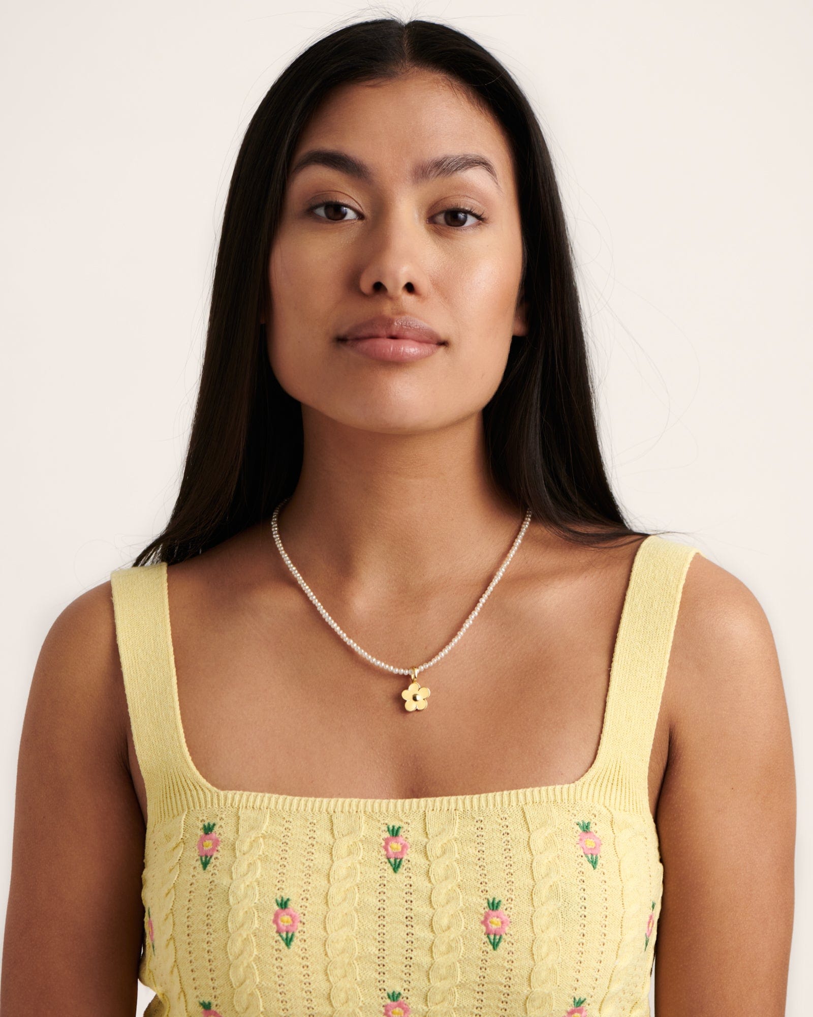 BRUNA The Label Charm 18k Gold Vermeil / Emaille Fleur Charm Buttermilk