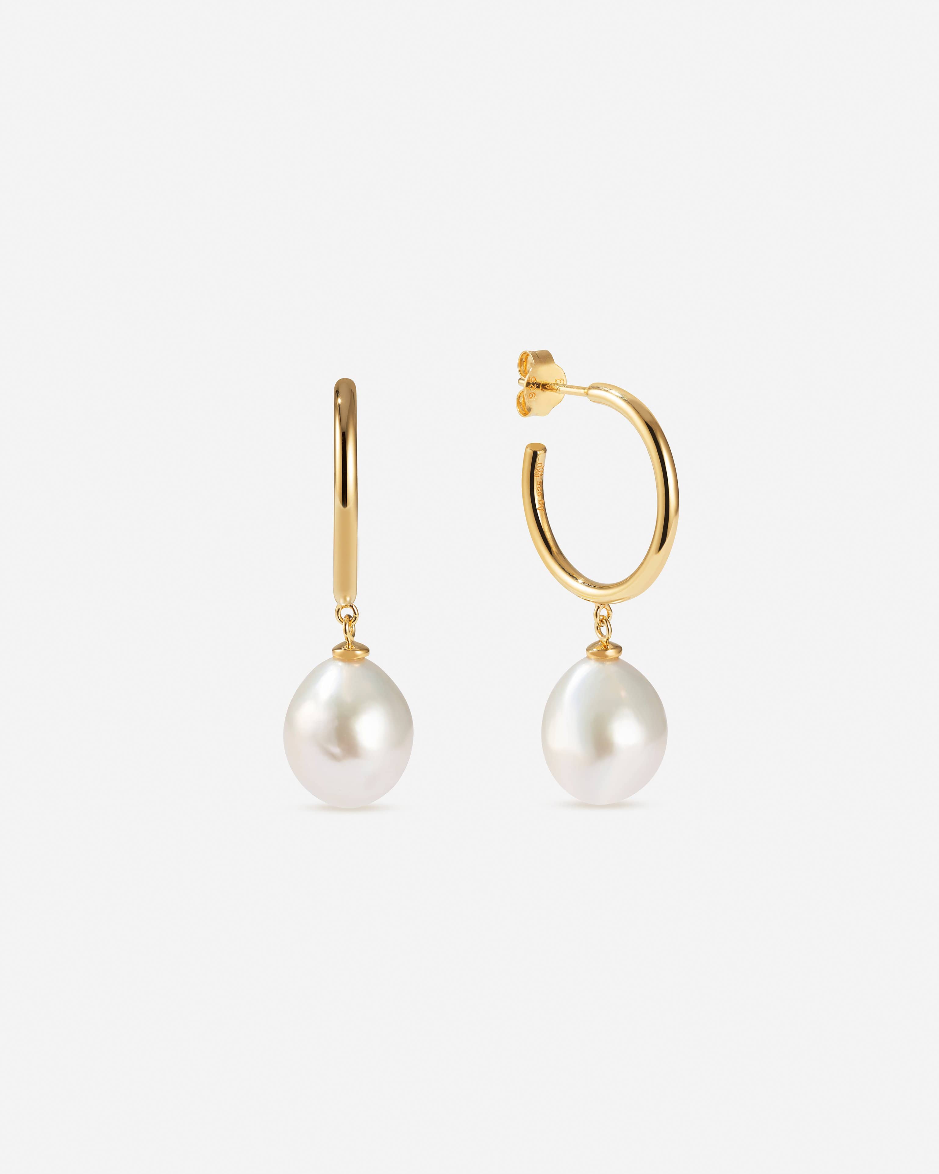 Bruna The Label Earrings 18k Gold Vermeil / Perlen Monaco Hoops