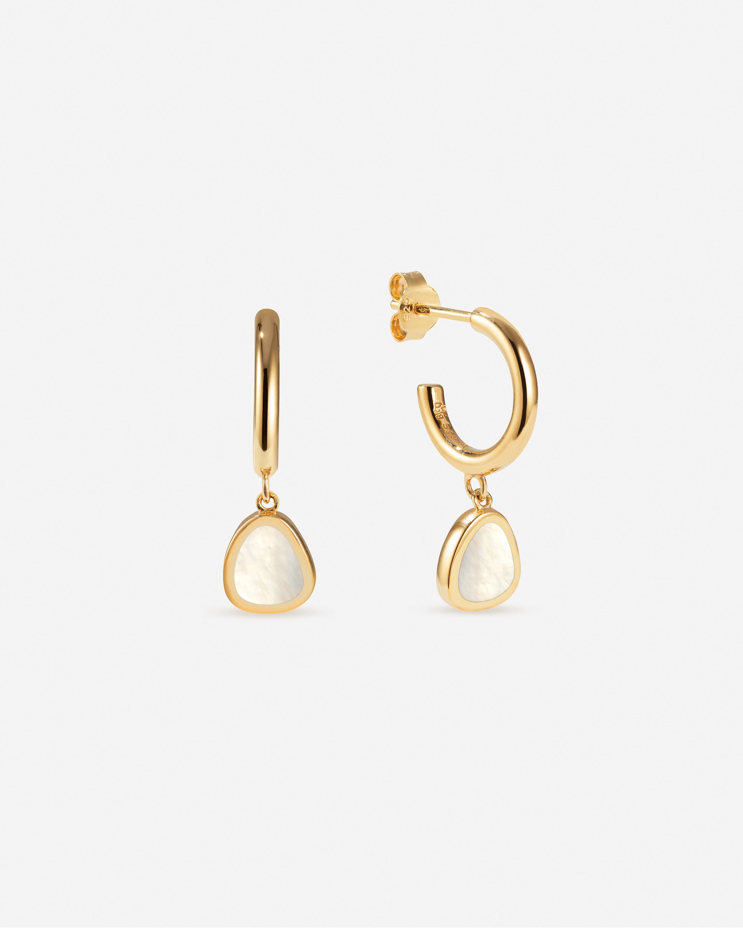 BRUNA The Label Earrings 18k Gold Vermeil / Perlen Ohana Pearl Mini Hoops
