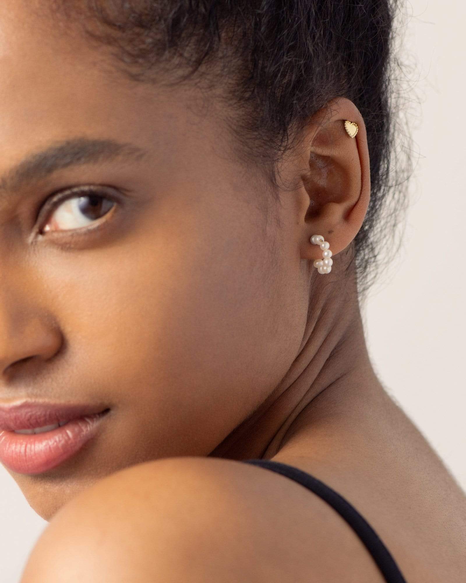 BRUNA The Label Earrings 18k Gold Vermeil / Perlen Palermo Mini Hoops