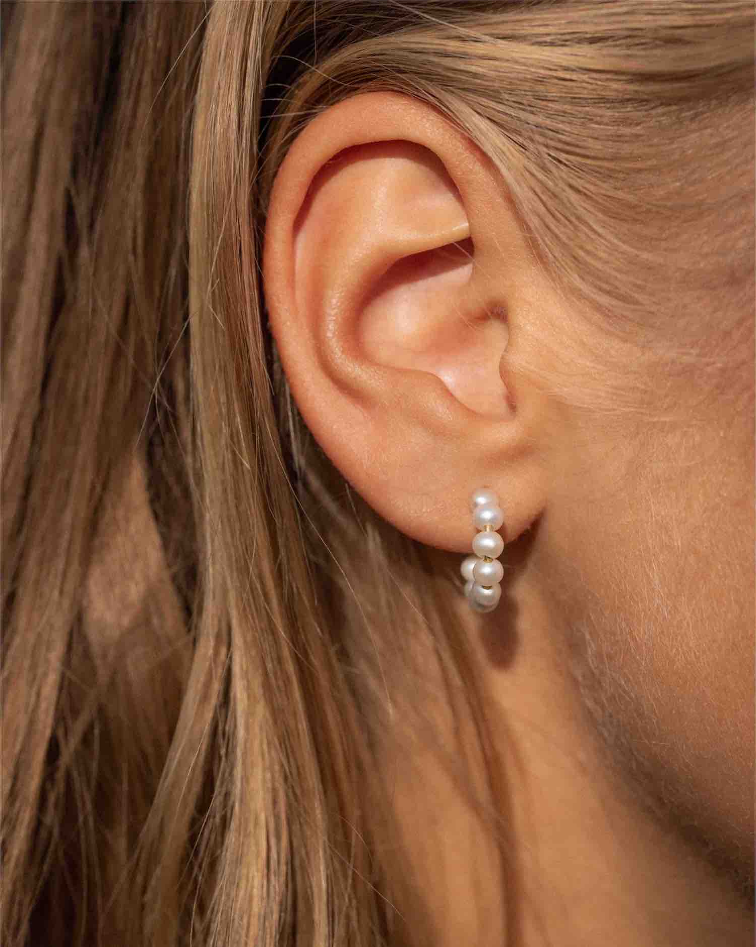 BRUNA The Label Earrings 18k Gold Vermeil / Perlen Palermo Mini Hoops