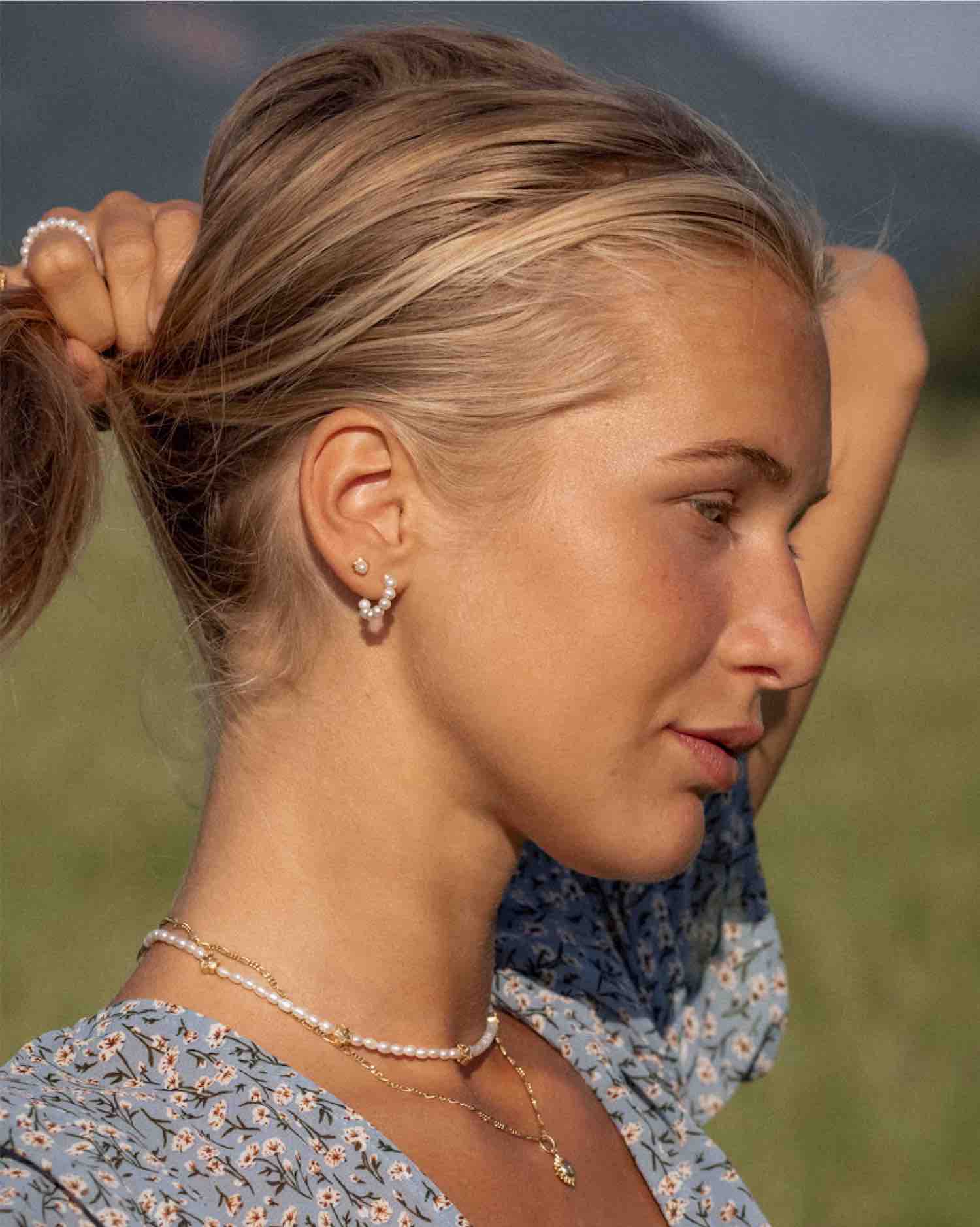 BRUNA The Label Earrings 18k Gold Vermeil / Perlen Palermo Mini Hoops