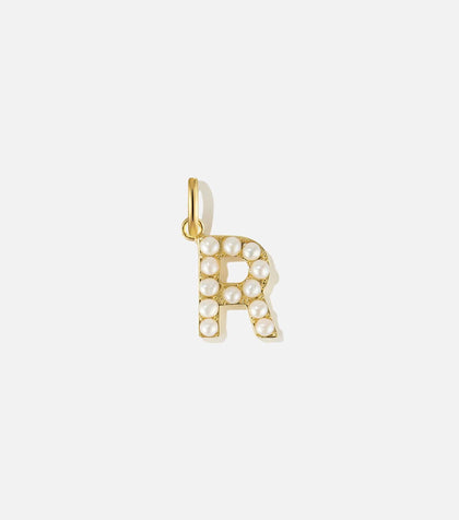 BRUNA The Label Charm R / 18k Gold Vermeil / Perlen Pearl Letter Charm