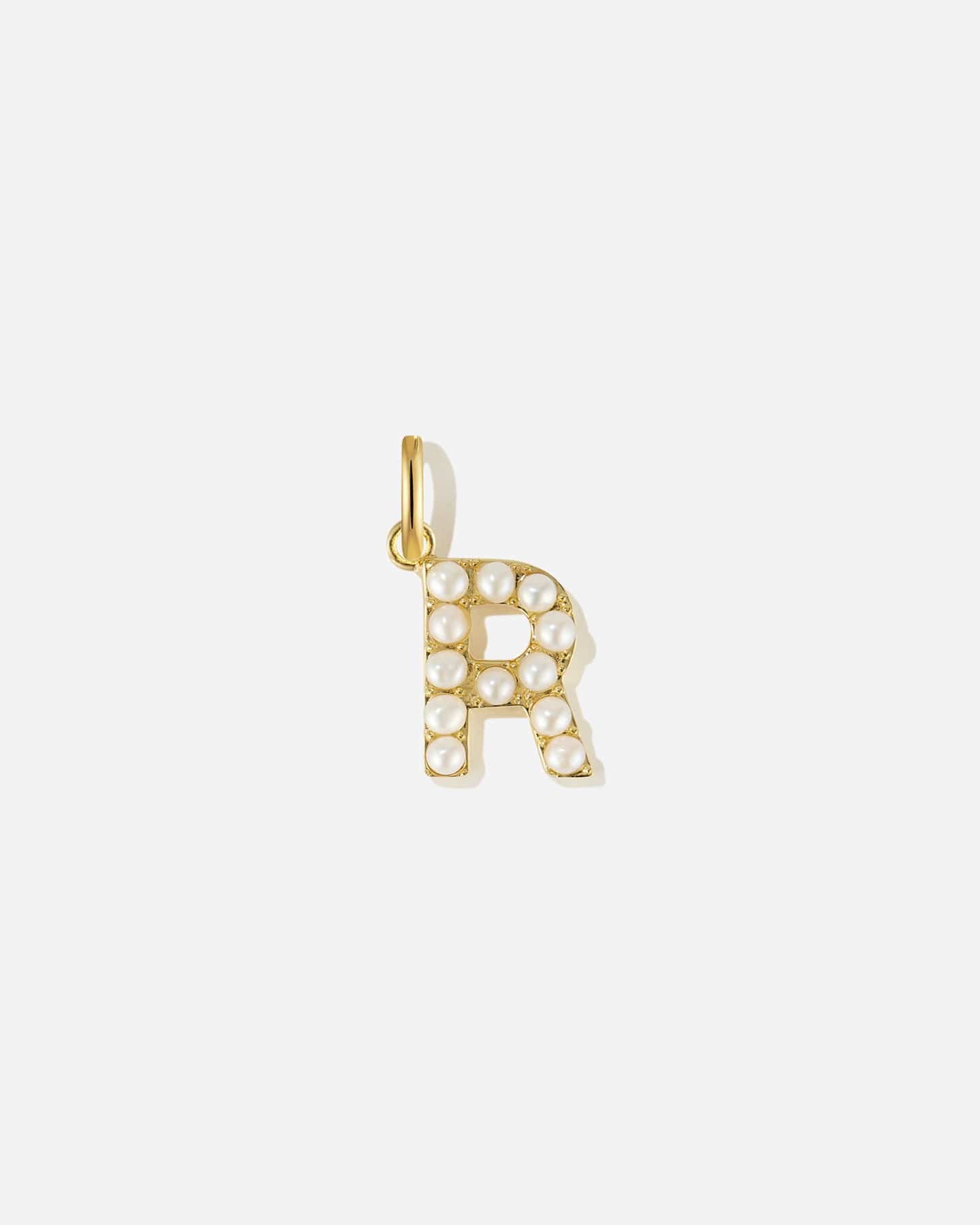 BRUNA The Label Charm R / 18k Gold Vermeil / Perlen Pearl Letter Charm
