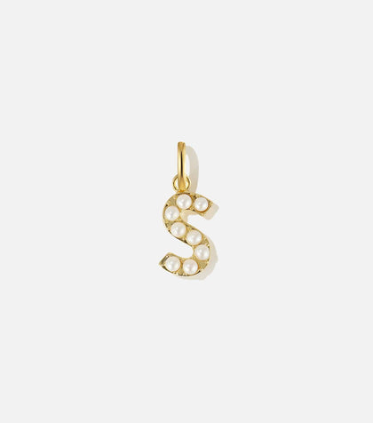 BRUNA The Label Charm S / 18k Gold Vermeil / Perlen Pearl Letter Charm