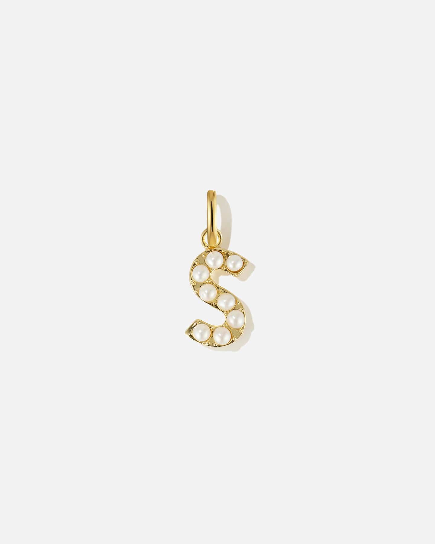 BRUNA The Label Charm S / 18k Gold Vermeil / Perlen Pearl Letter Charm