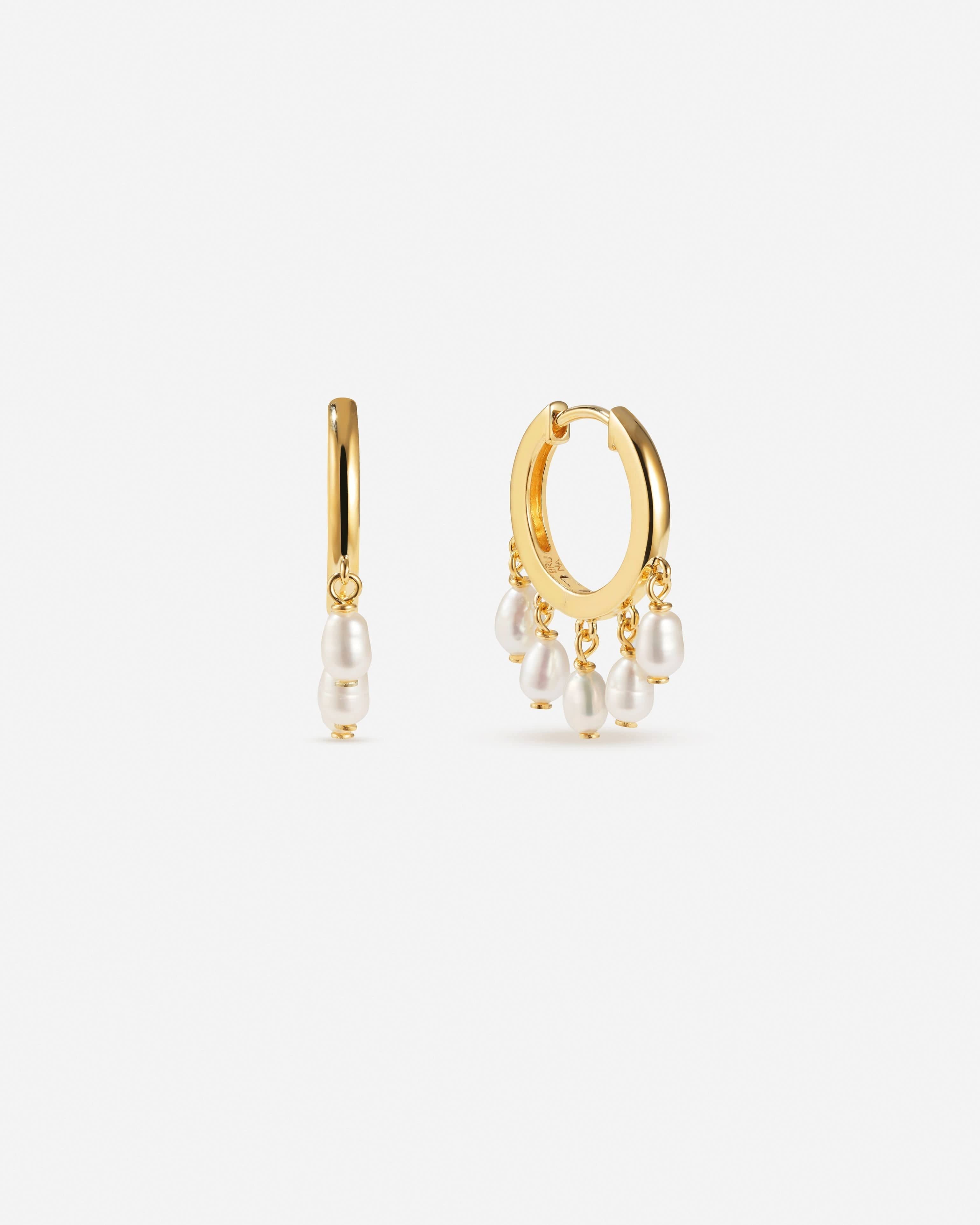 Bruna The Label Earrings 18k Gold Vermeil / Perlen Taormina Mini Hoops