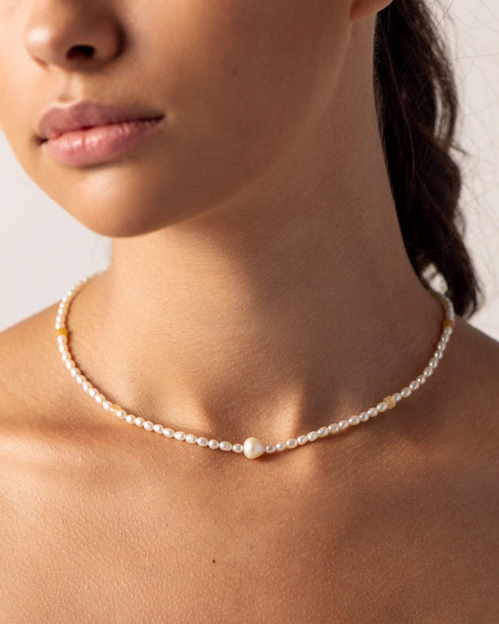 BRUNA The Label Necklace 18k Gold Vermeil / Perlen Terra Choker