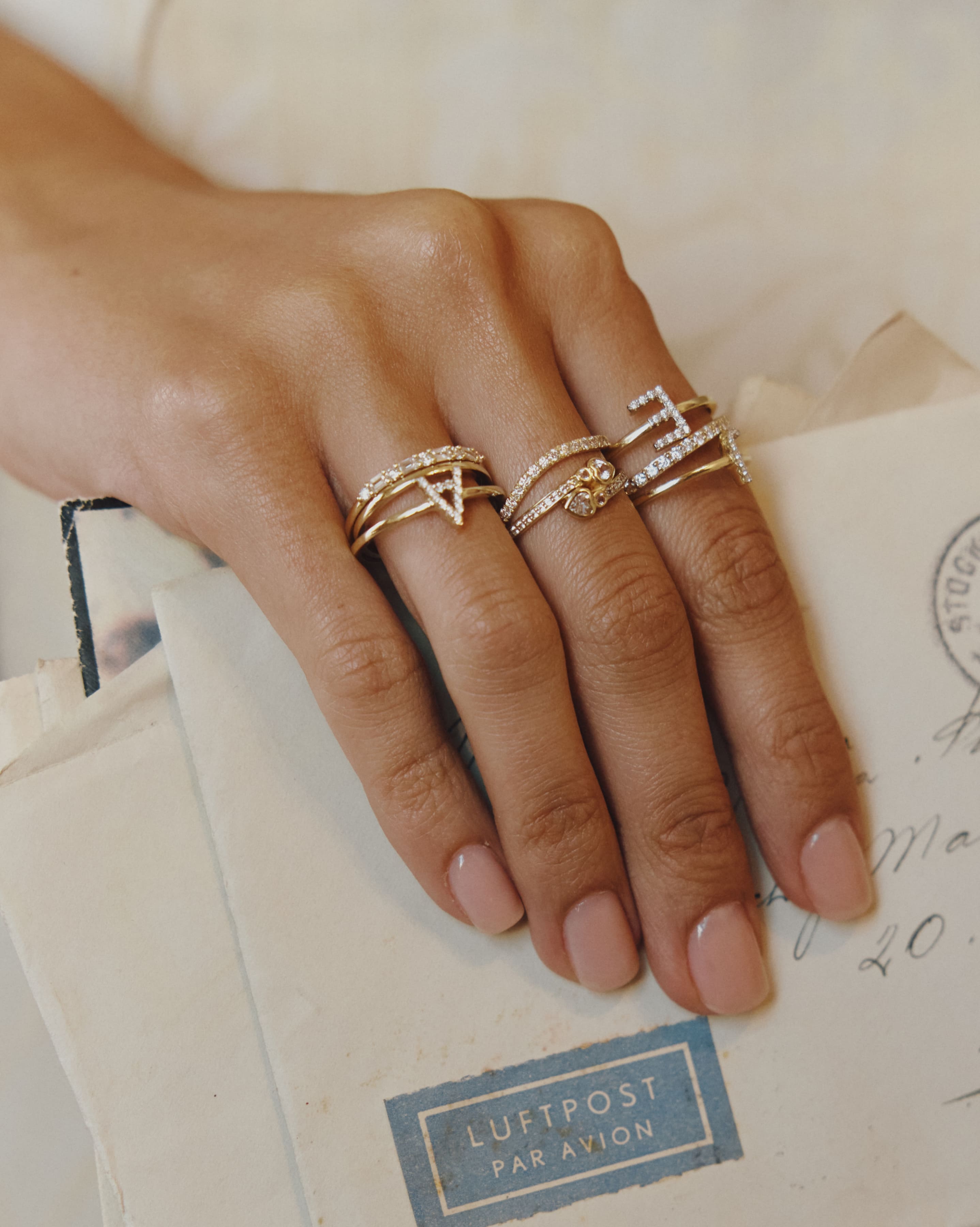 Lab-Grown Diamond Letter Ring