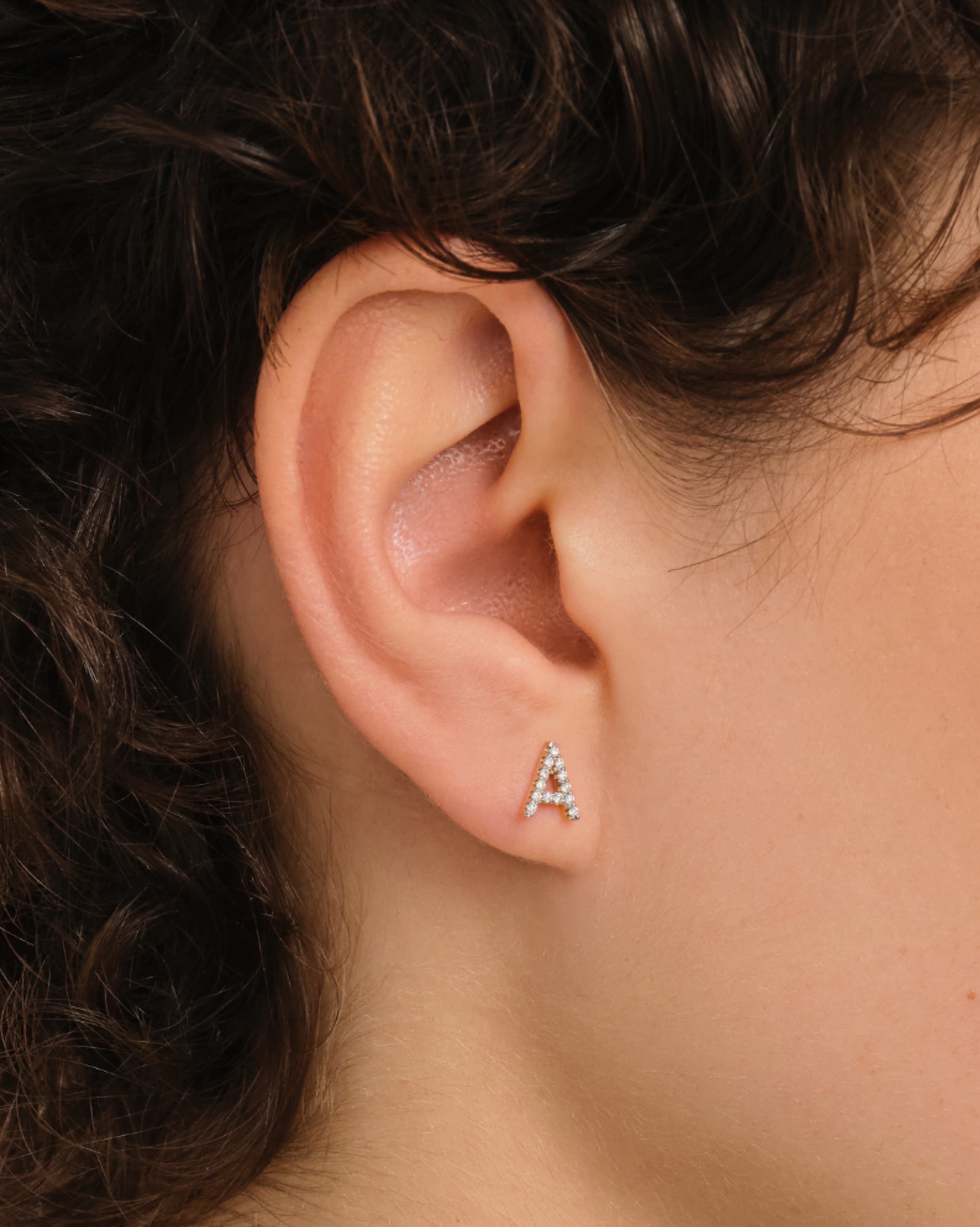 Lab-Grown Diamond Letter Stud