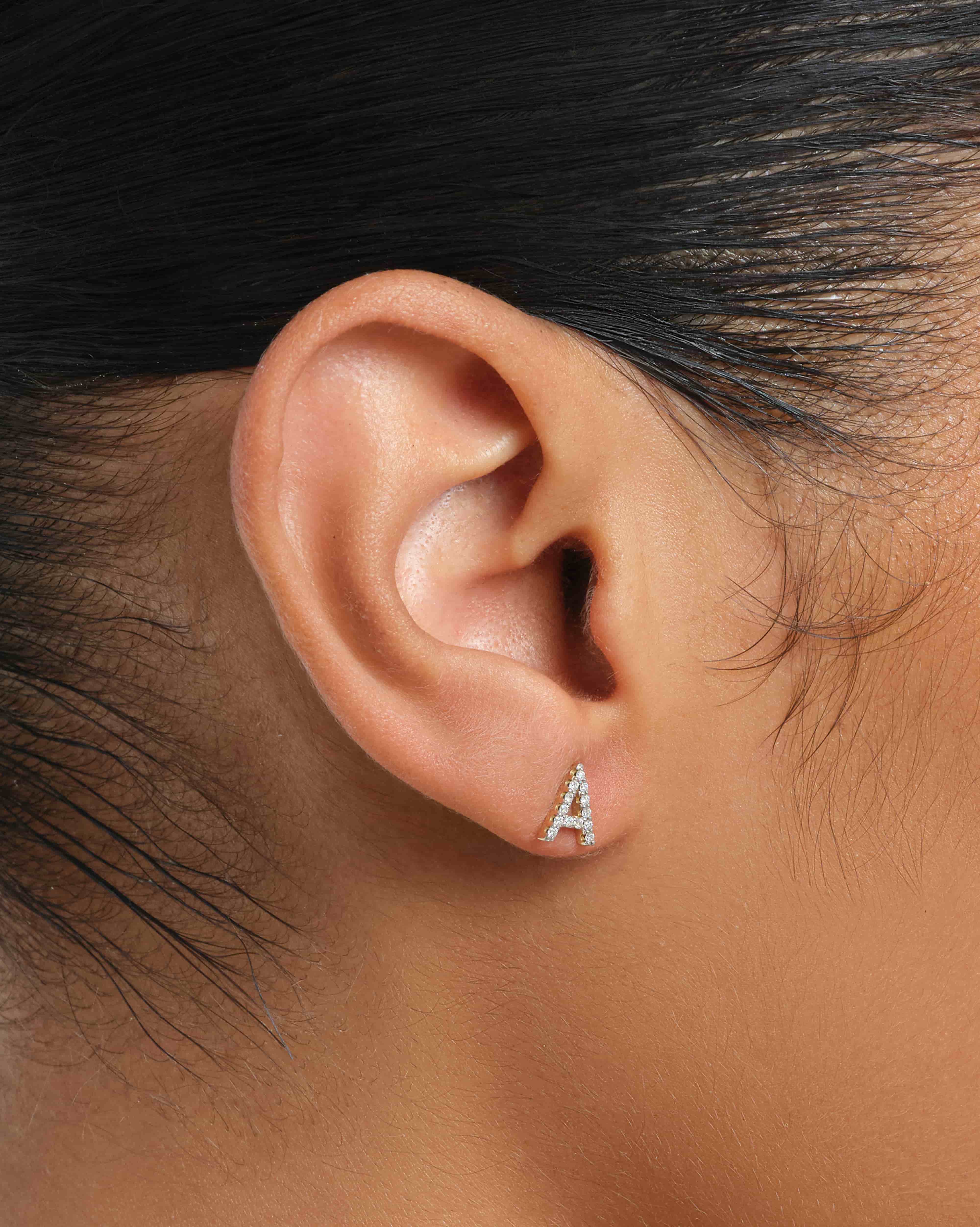 Lab-Grown Diamond Letter Stud